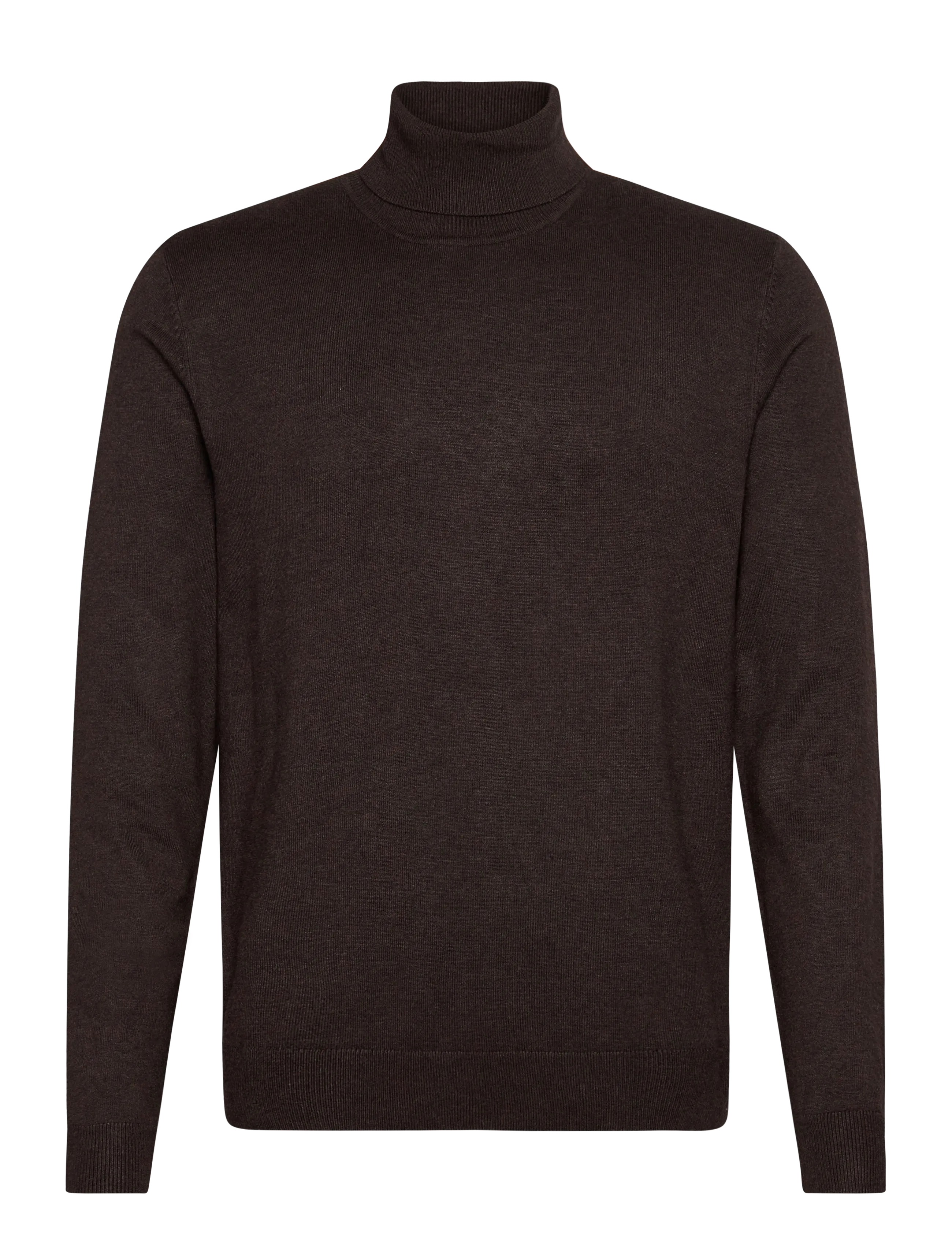 Lindbergh Ecovero L/S roll neck knit - Knitwear - DK BROWN MEL / brown