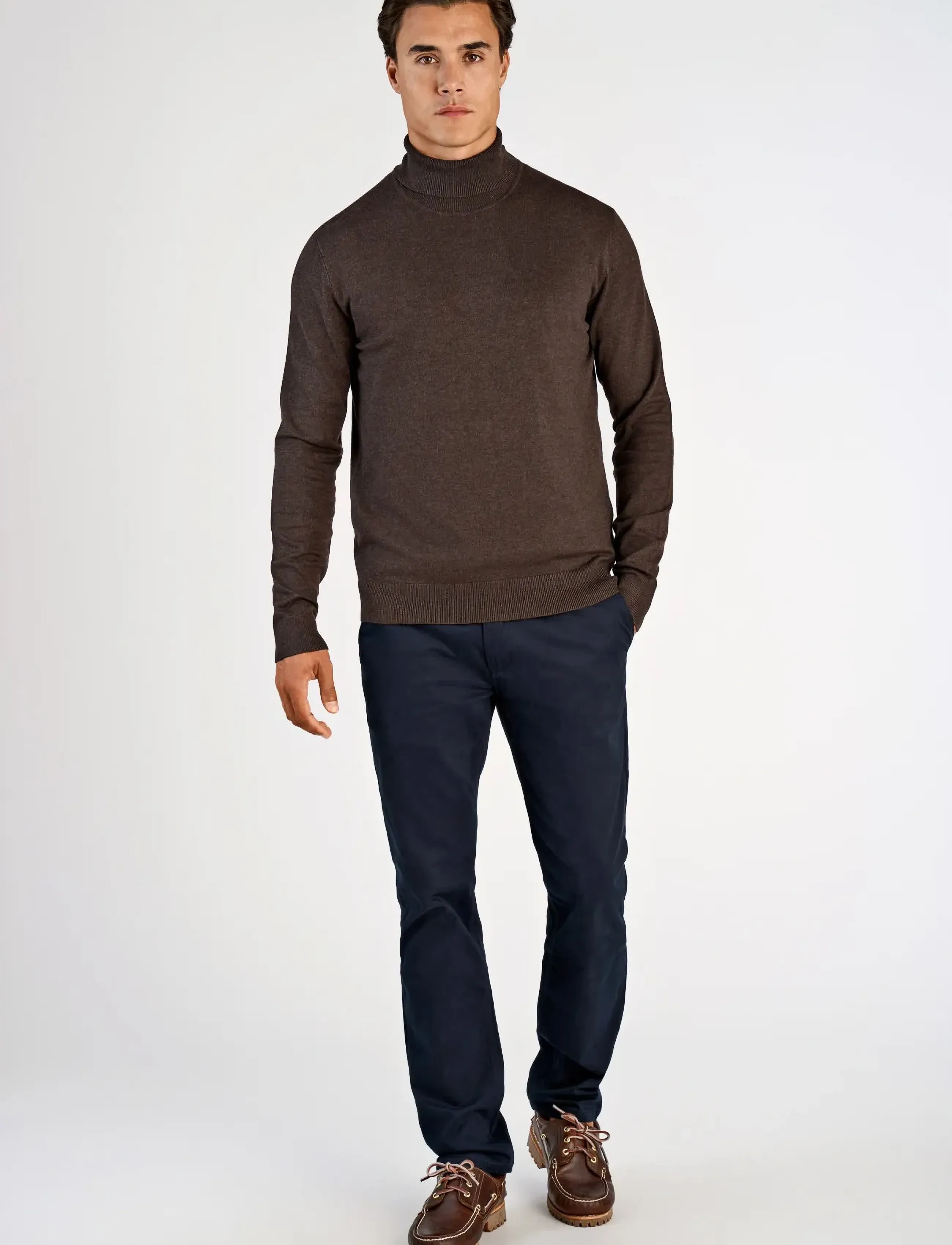 Lindbergh - Mélange roll neck knit - rollkragen - dk brown mel - 3