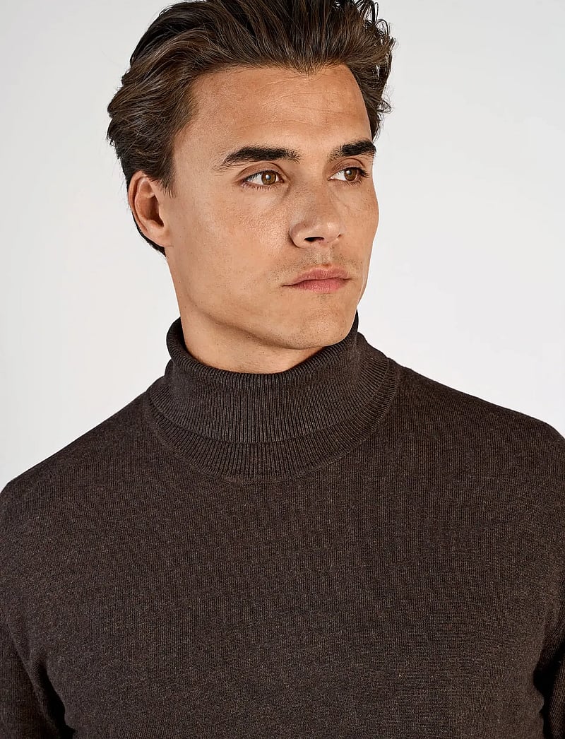 Lindbergh - Ecovero L/S roll neck knit - polokrage - dk brown mel - 5