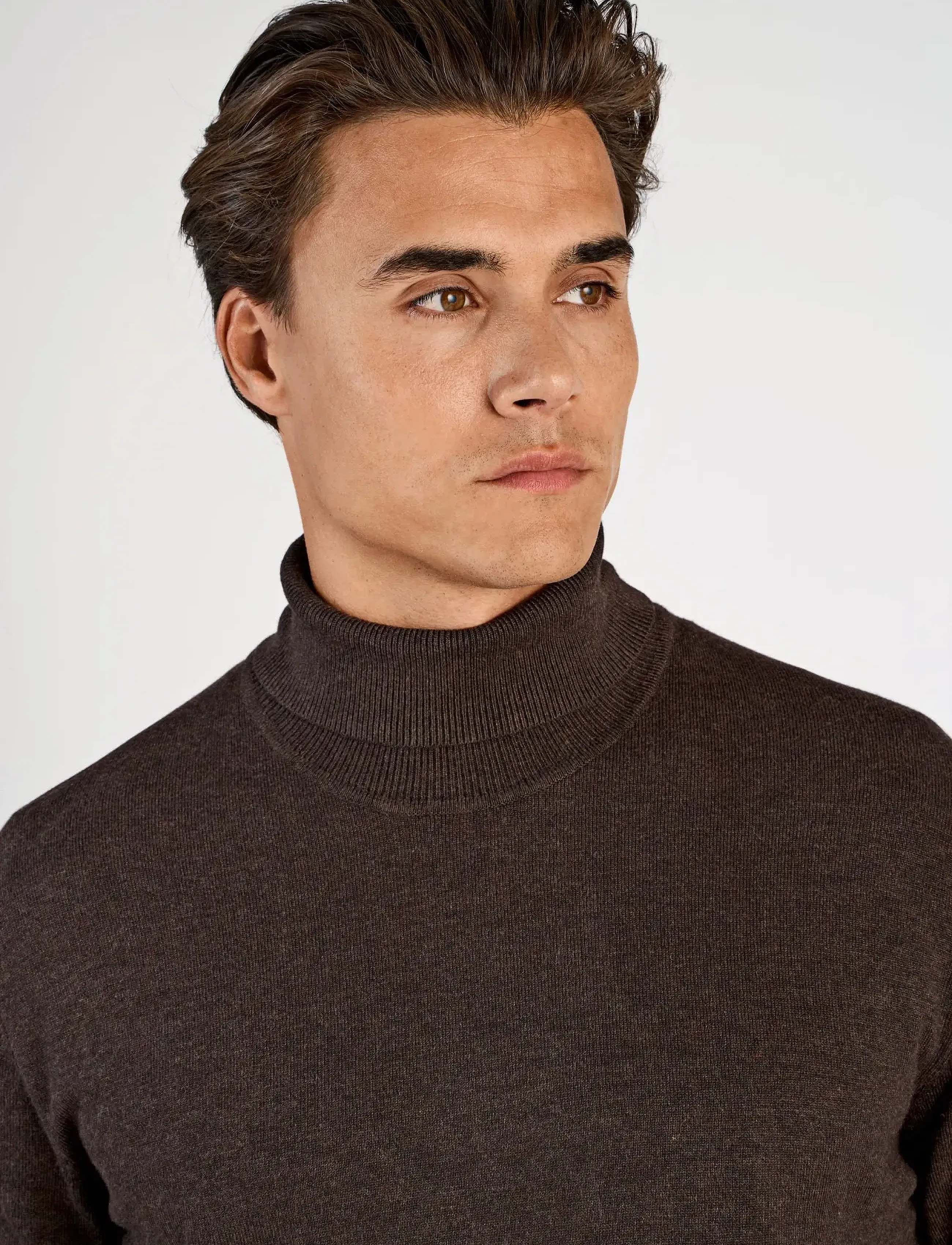Lindbergh - Mélange roll neck knit - rollkragen - dk brown mel - 5