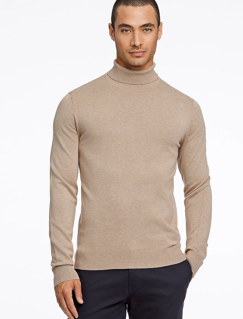 Lindbergh - Mélange roll neck knit - turtlenecks - sand mel - 0