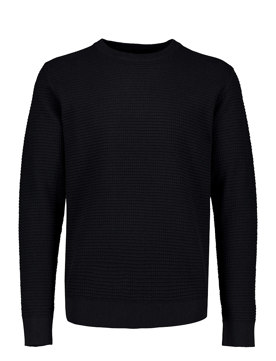 Lindbergh - Structure o-neck knit L/S - rund hals - black - 1