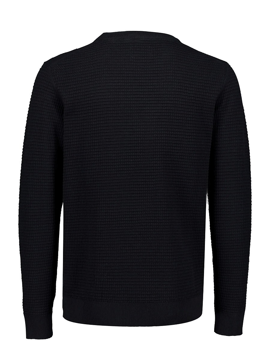 Lindbergh - Structure o-neck knit L/S - rund hals - black - 2
