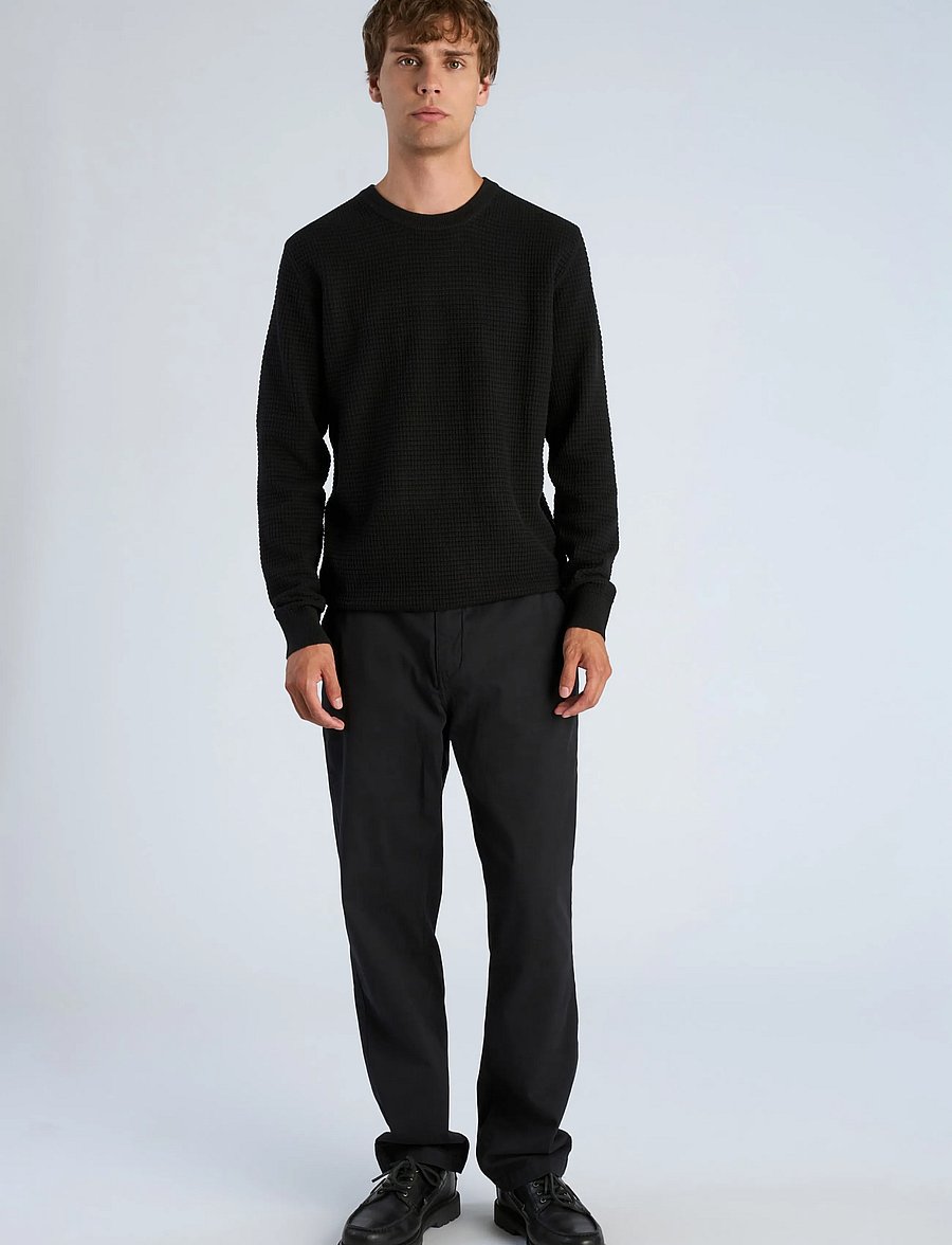 Lindbergh - Structure o-neck knit L/S - rund hals - black - 0