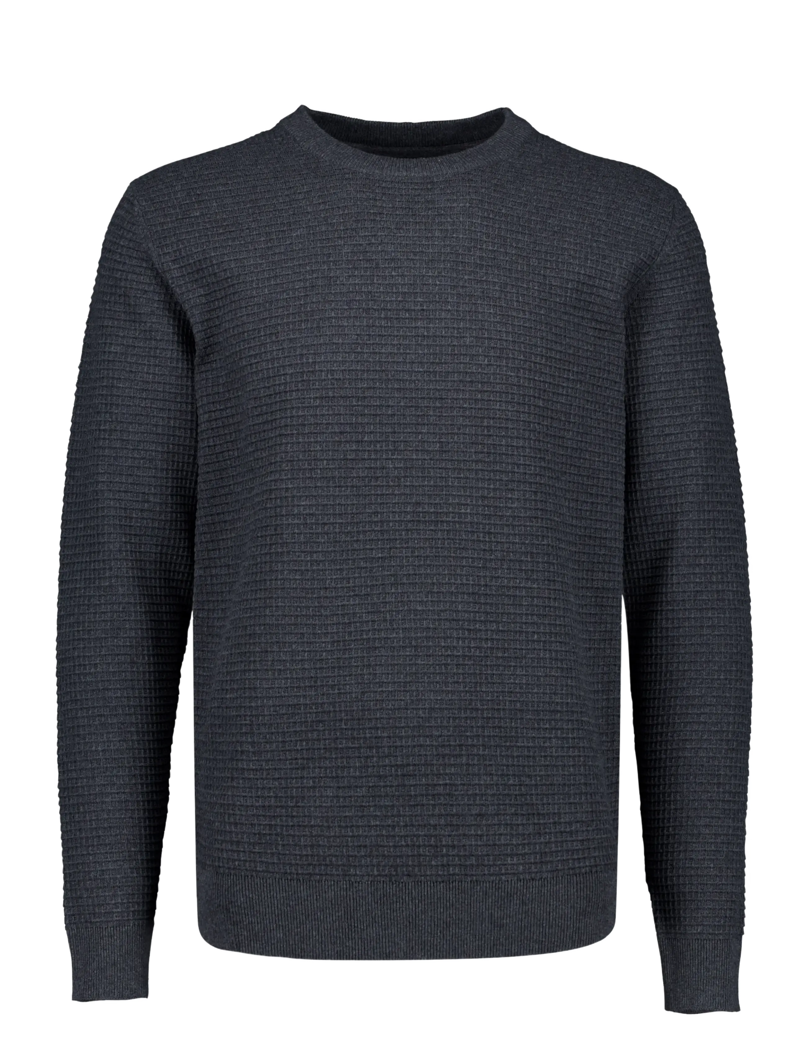 Lindbergh Structure o-neck knit L/S - Stickat - CHARCOAL / grey