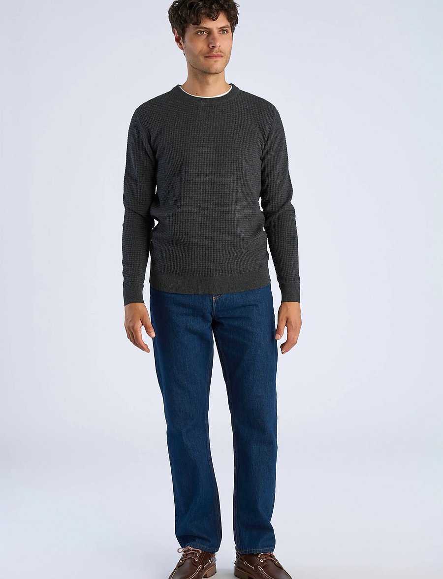 Lindbergh - Structure o-neck knit L/S - rund hals - charcoal - 0