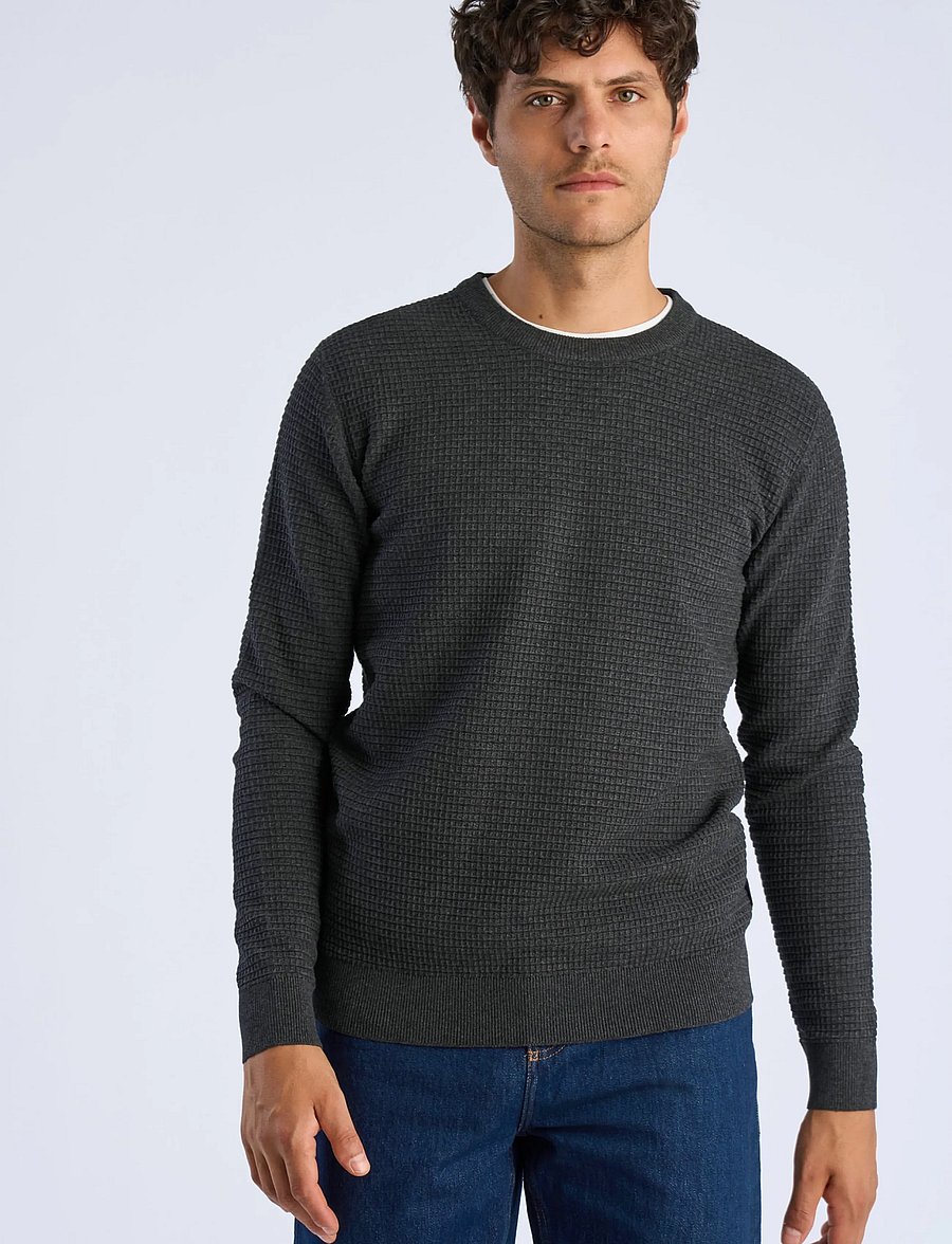 Lindbergh - Structure o-neck knit L/S - rund hals - charcoal - 3
