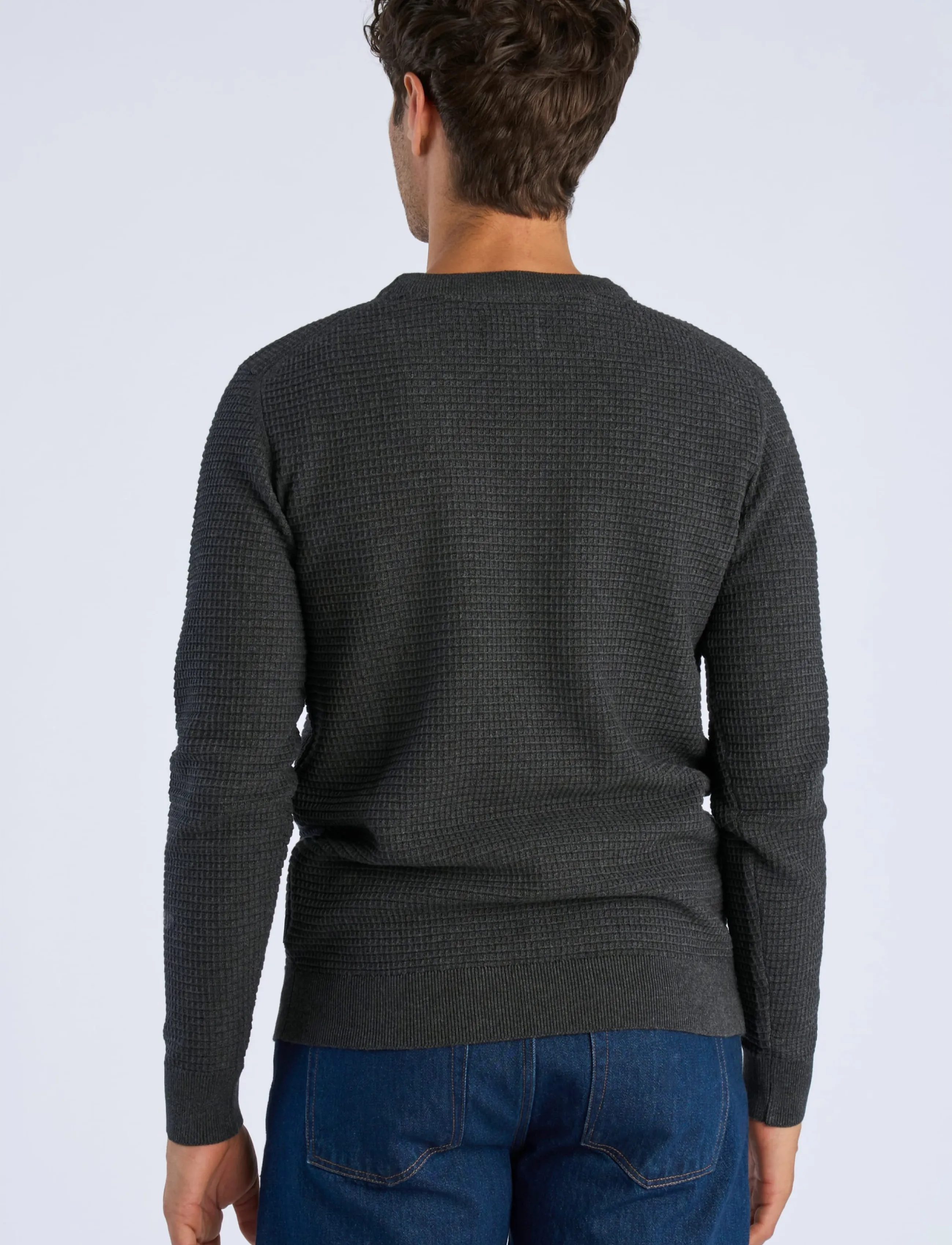 Lindbergh - Structure o-neck knit L/S - rund hals - charcoal - 4