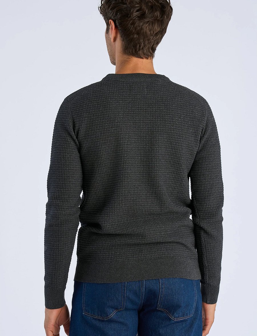 Lindbergh - Structure o-neck knit L/S - rund hals - charcoal - 4