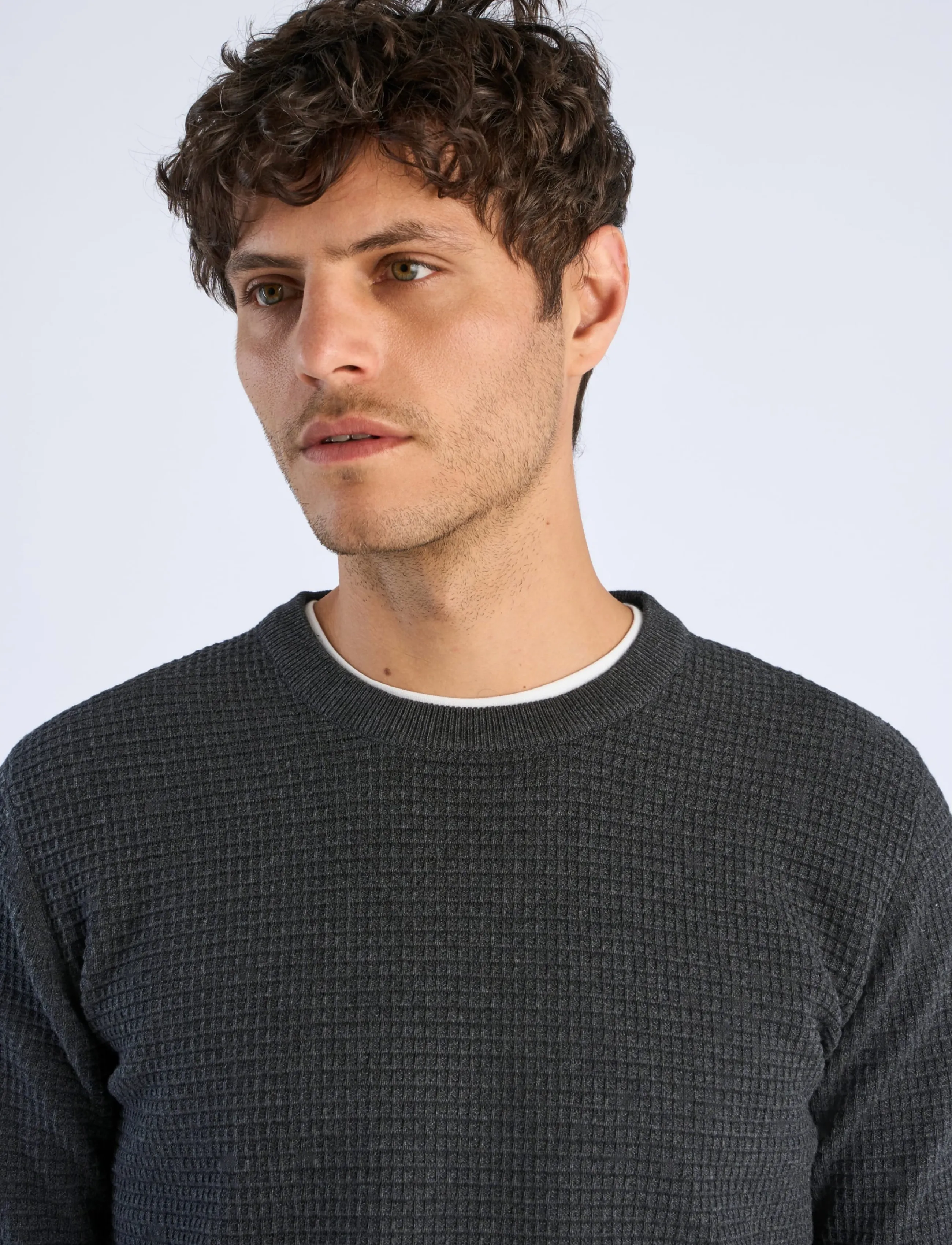 Lindbergh - Structure o-neck knit L/S - rund hals - charcoal - 5