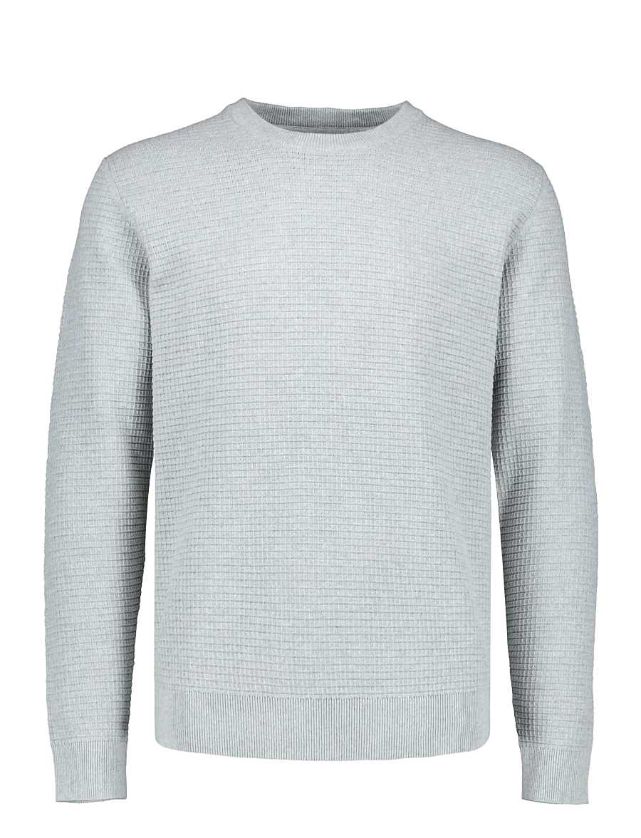 Lindbergh - Structure o-neck knit L/S - rund hals - grey mel - 1