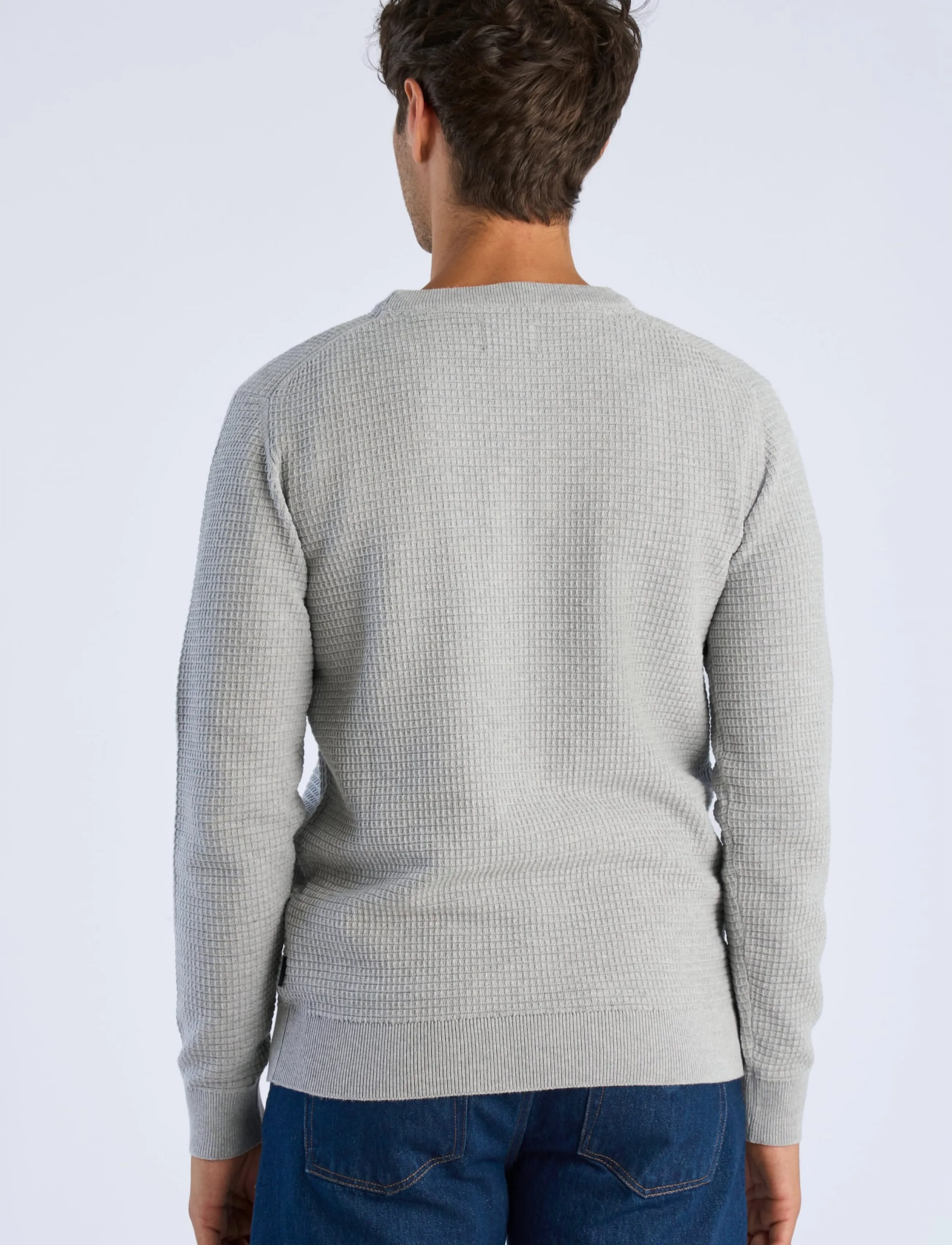 Lindbergh - Structure o-neck knit L/S - rund hals - grey mel - 4