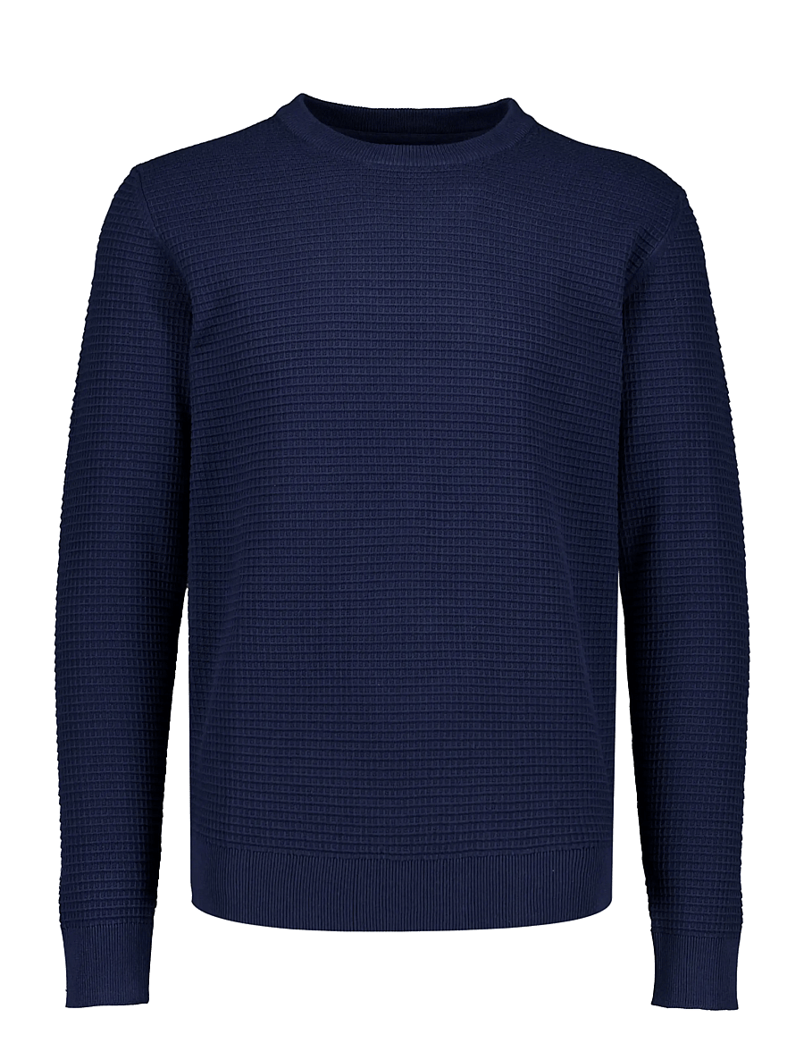 Lindbergh - Structure o-neck knit L/S - rund hals - navy - 1