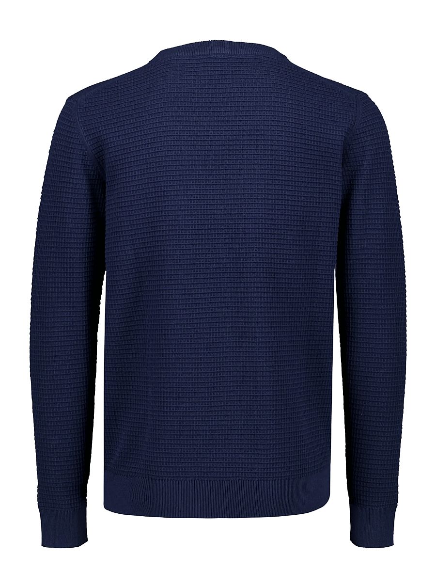 Lindbergh - Structure o-neck knit L/S - rund hals - navy - 2