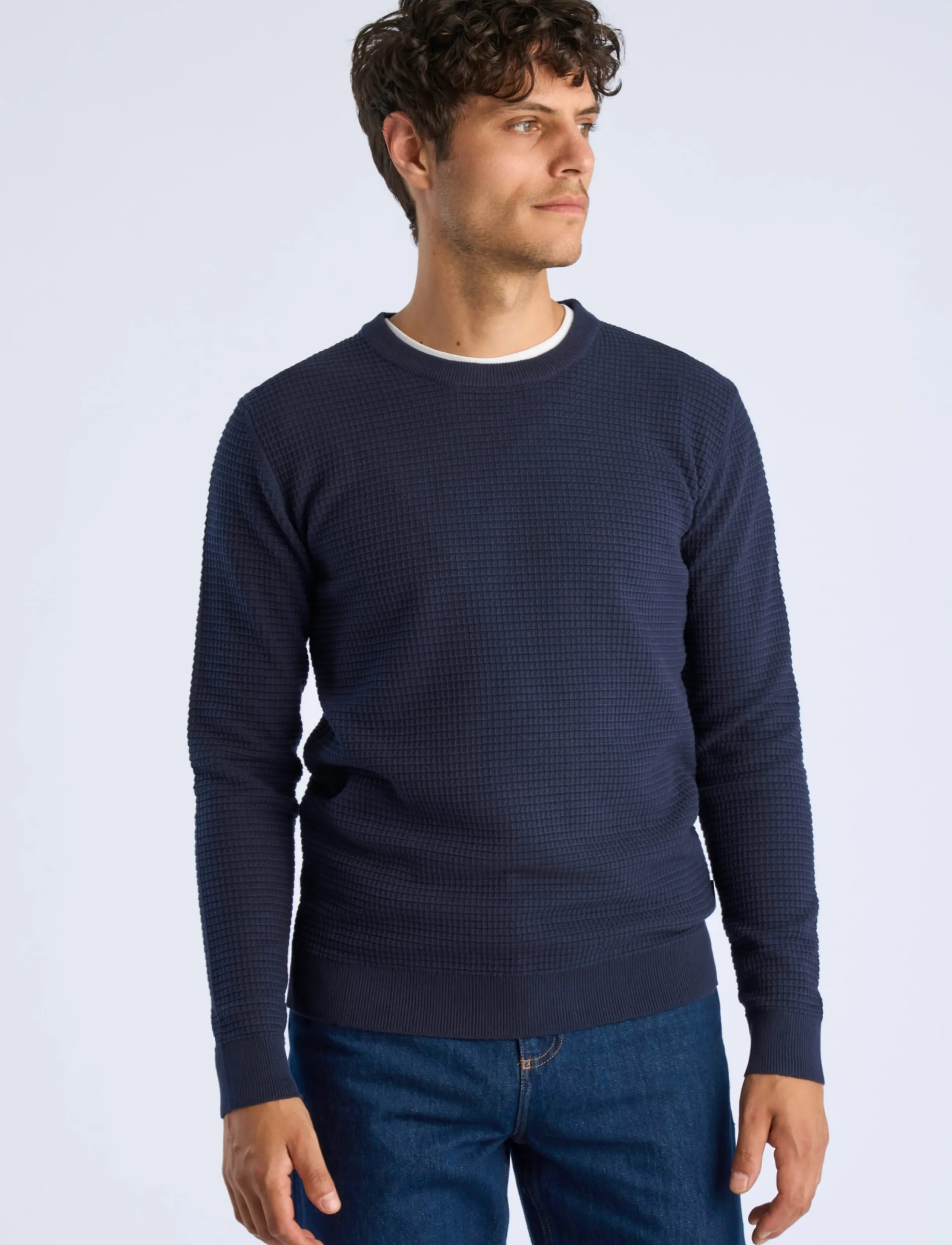 Lindbergh - Structure o-neck knit L/S - rund hals - navy - 3