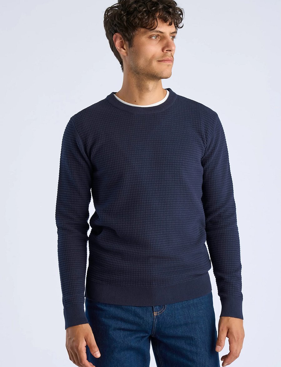 Lindbergh - Structure o-neck knit L/S - rund hals - navy - 3