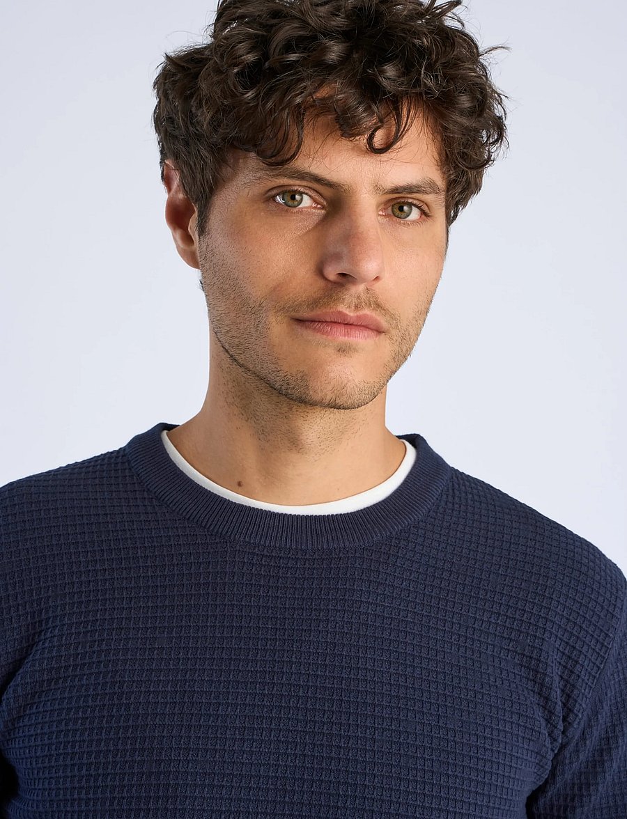 Lindbergh - Structure o-neck knit L/S - rund hals - navy - 5