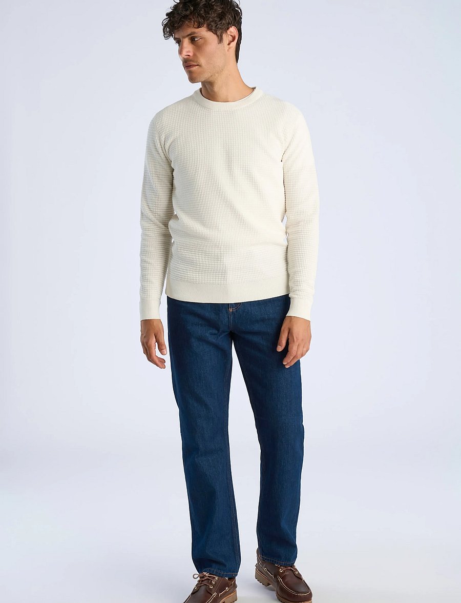 Lindbergh - Structure o-neck knit L/S - rund hals - off white - 0
