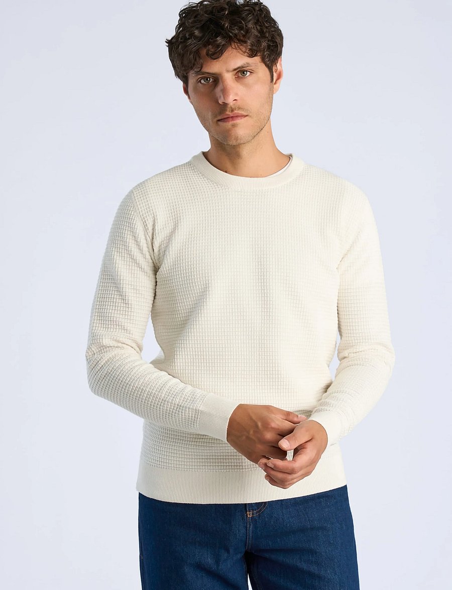 Lindbergh - Structure o-neck knit L/S - rund hals - off white - 3