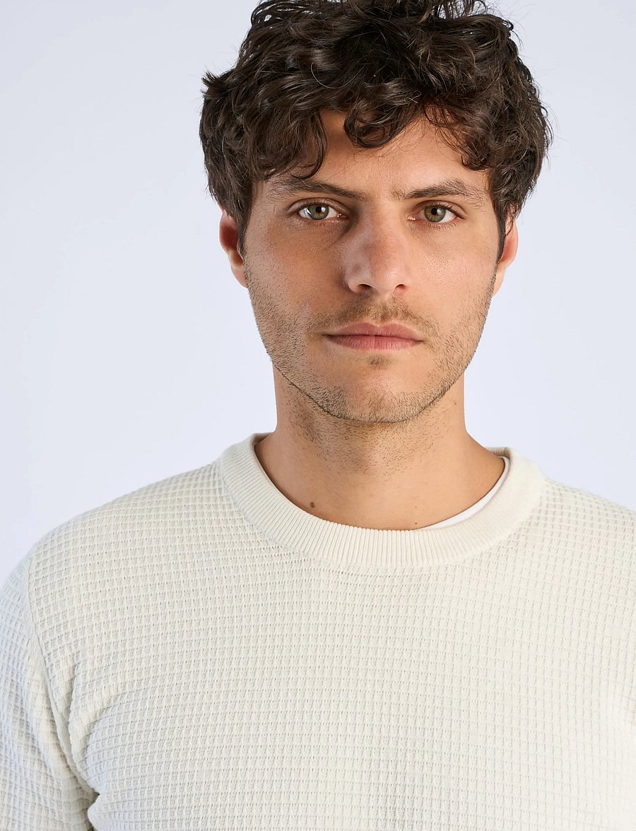 Lindbergh - Structure o-neck knit L/S - rund hals - off white - 5
