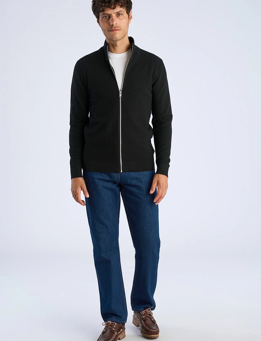 Lindbergh - Knitted zip cardigan - fullzip strik - black - 0