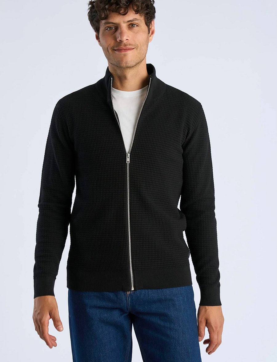 Lindbergh - Knitted zip cardigan - fullzip strik - black - 3