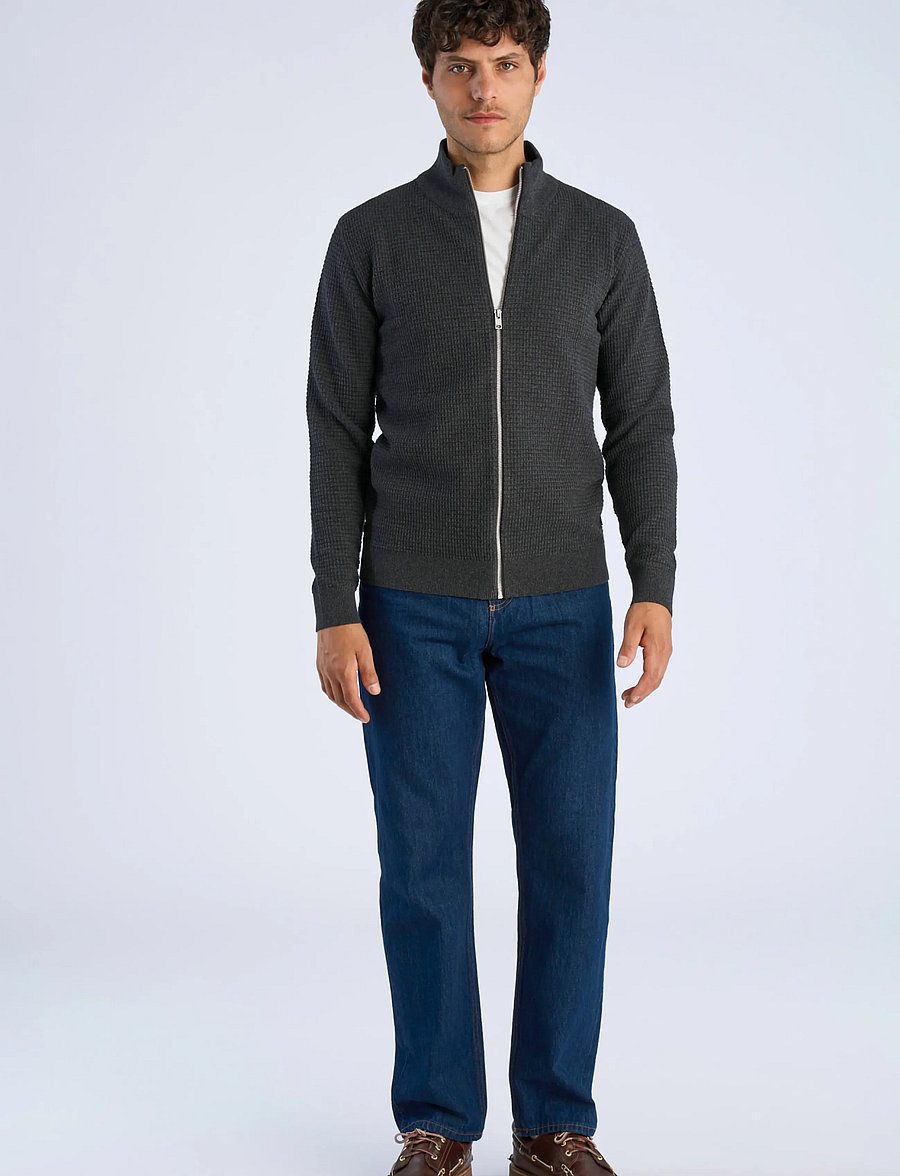 Lindbergh - Knitted zip cardigan - fullzip strik - charcoal - 0