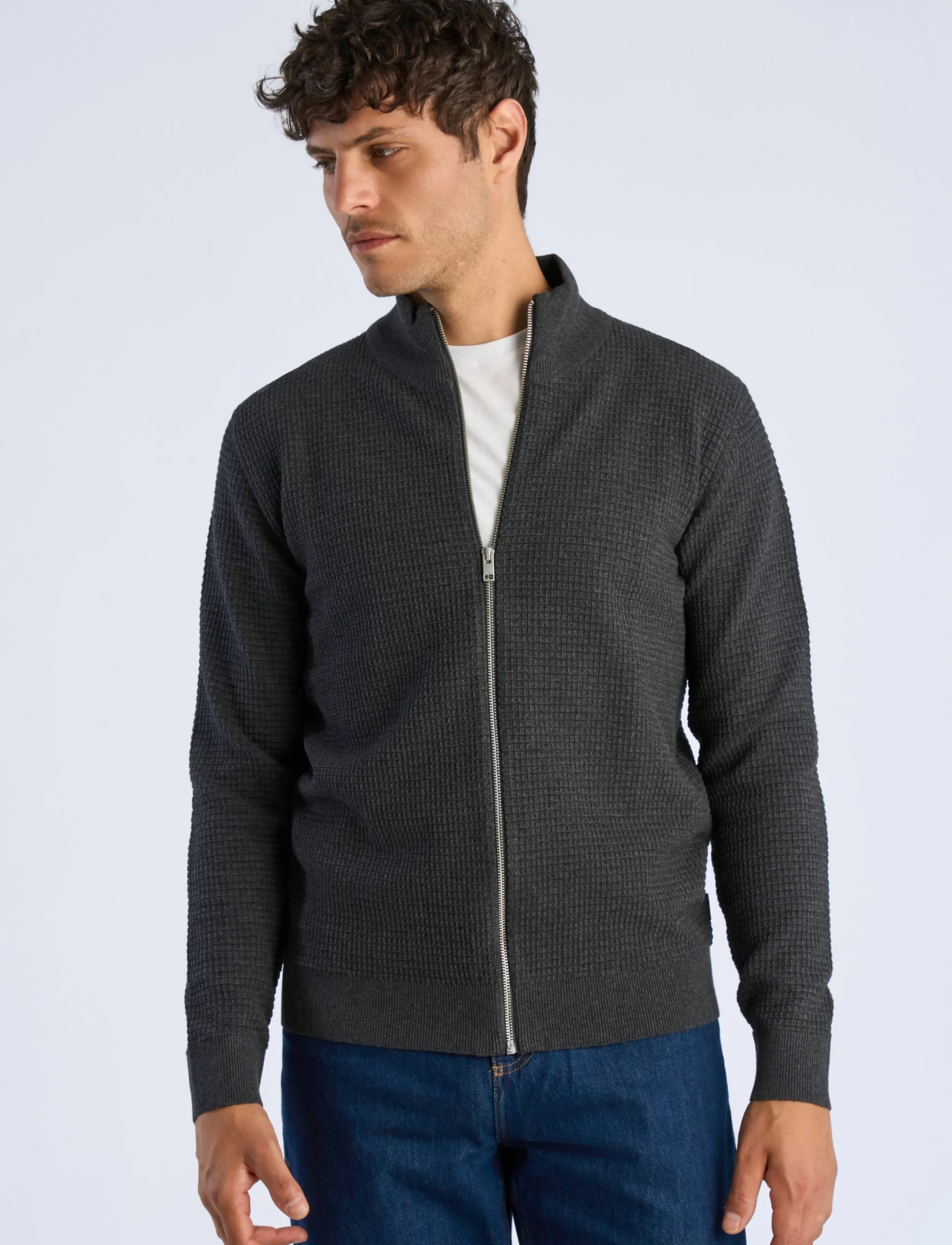 Lindbergh - Knitted zip cardigan - fullzip strik - charcoal - 3