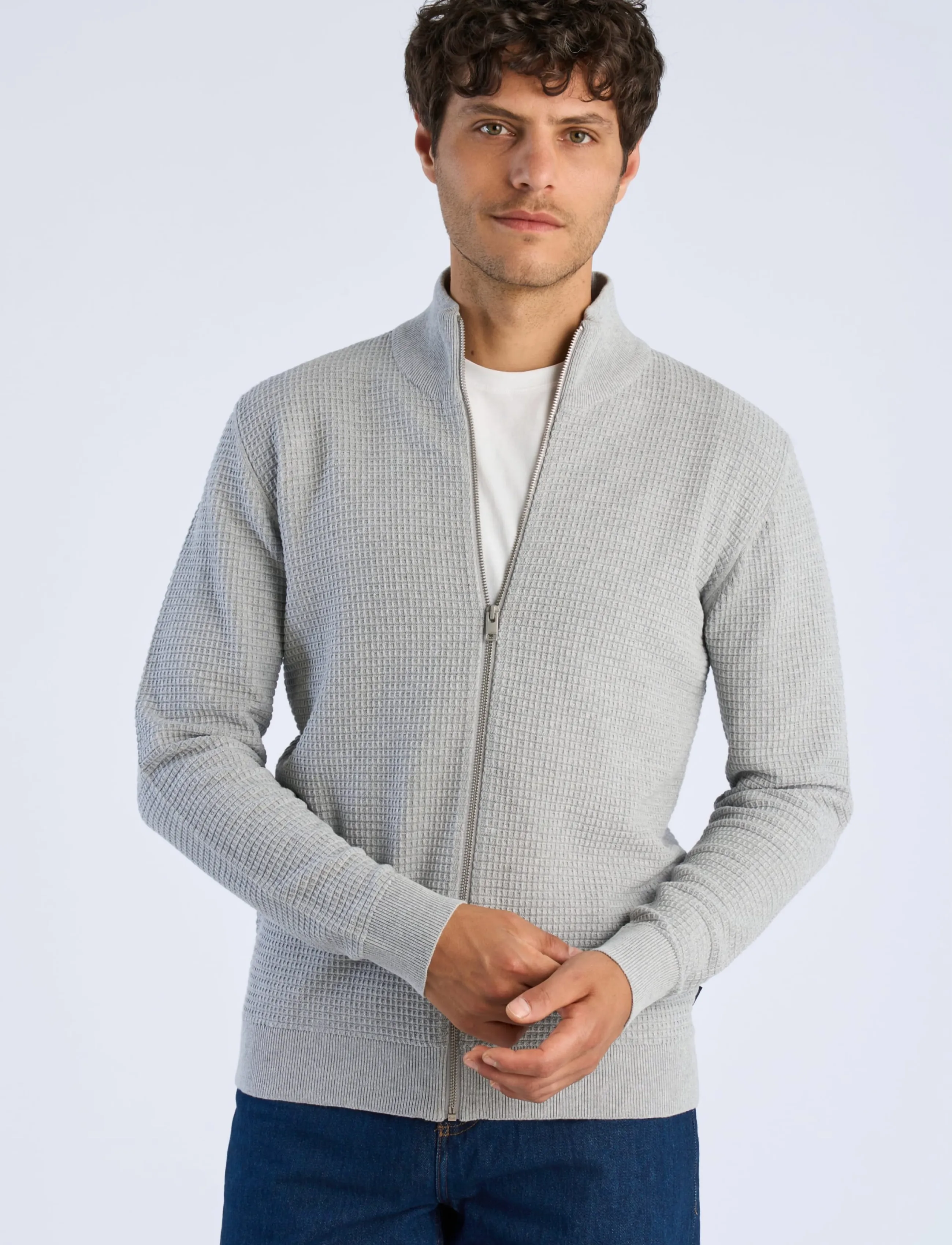 Lindbergh - Knitted zip cardigan - fullzip strik - grey mel - 3