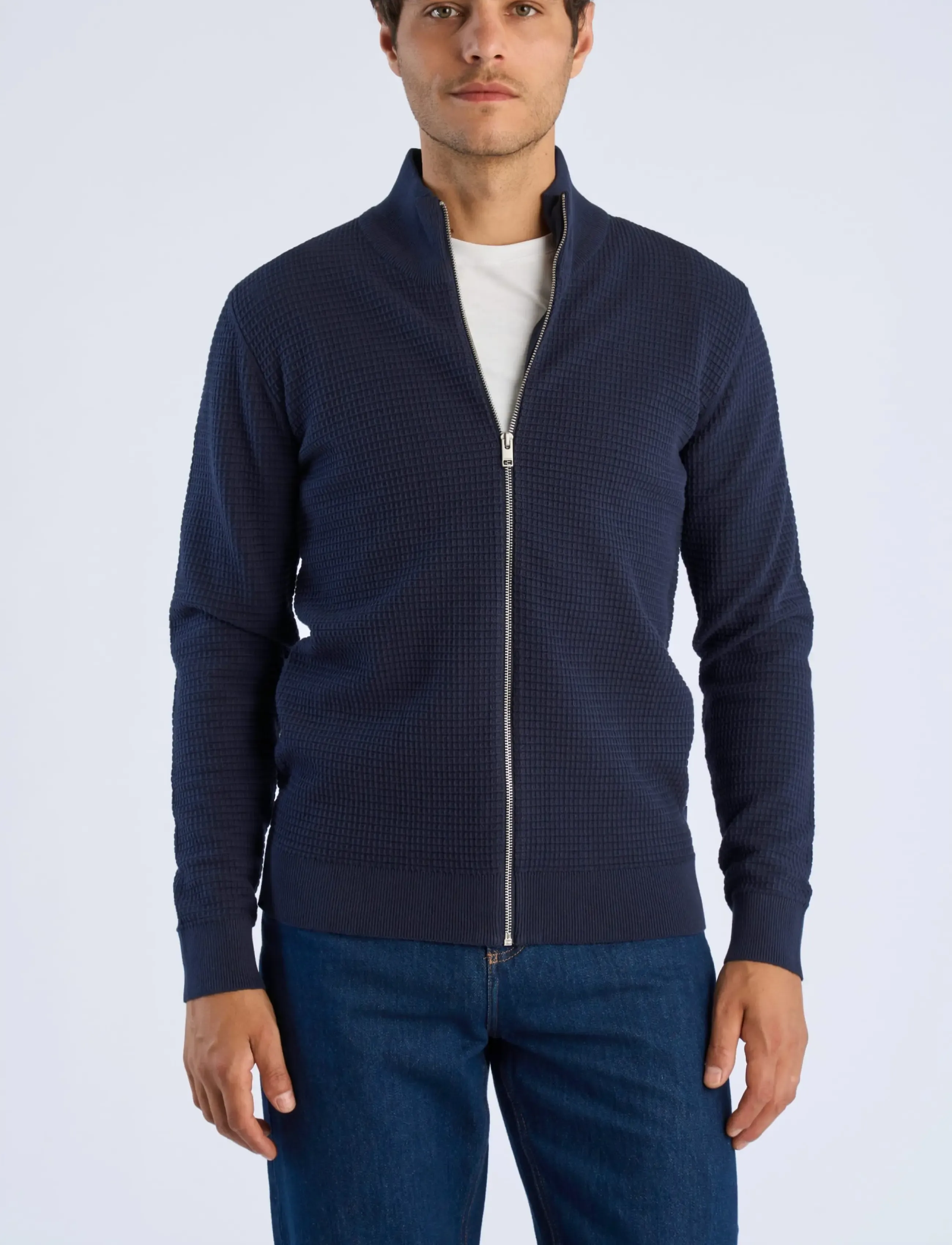 Lindbergh - Knitted zip cardigan - pullover mit durchgehendem reißverschluss - navy - 3