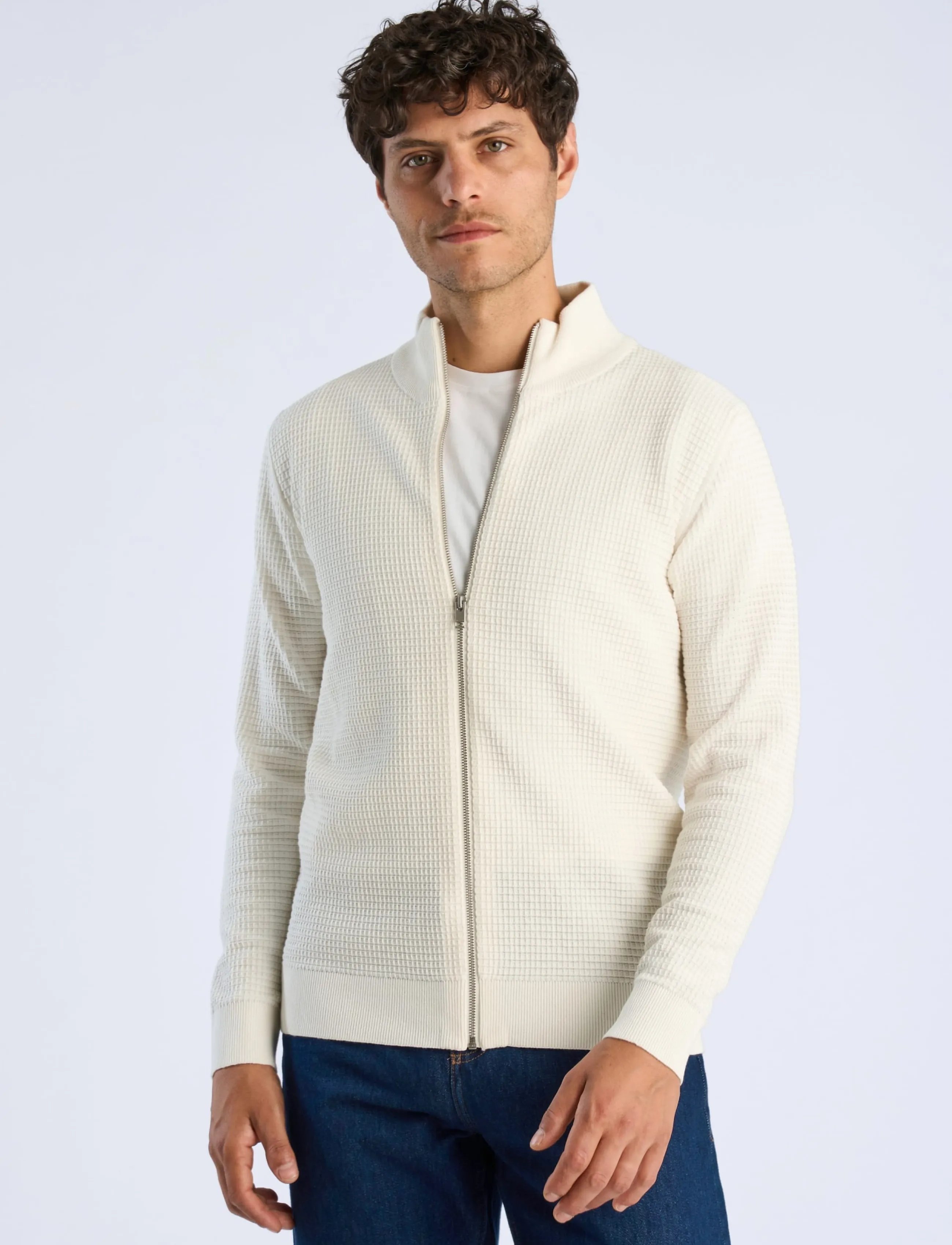 Lindbergh - Knitted zip cardigan - fullzip strik - off white - 3