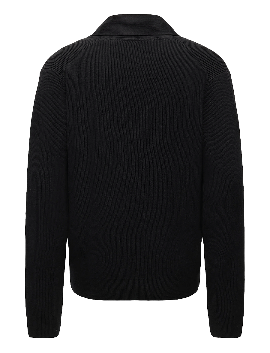 Lindbergh - Rib shawl collar cardigan - cardigans - black - 1