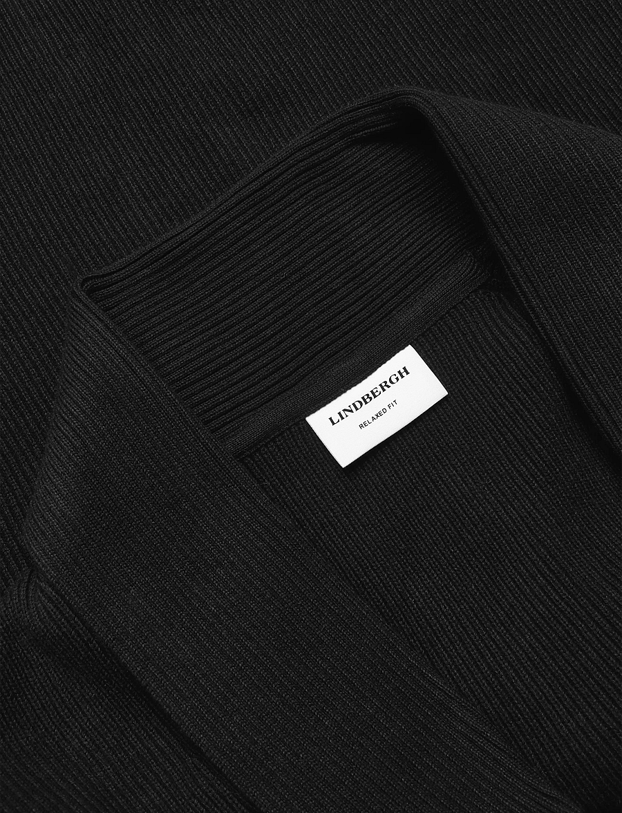 Lindbergh - Rib shawl collar cardigan - cardigans - black - 2