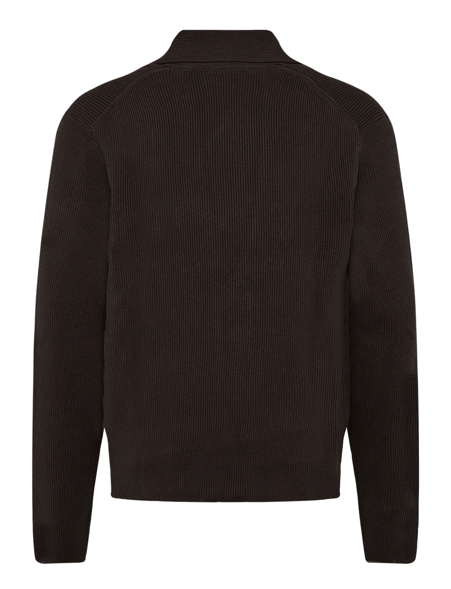 Lindbergh - Rib shawl collar cardigan - strickjacken - dk brown - 1