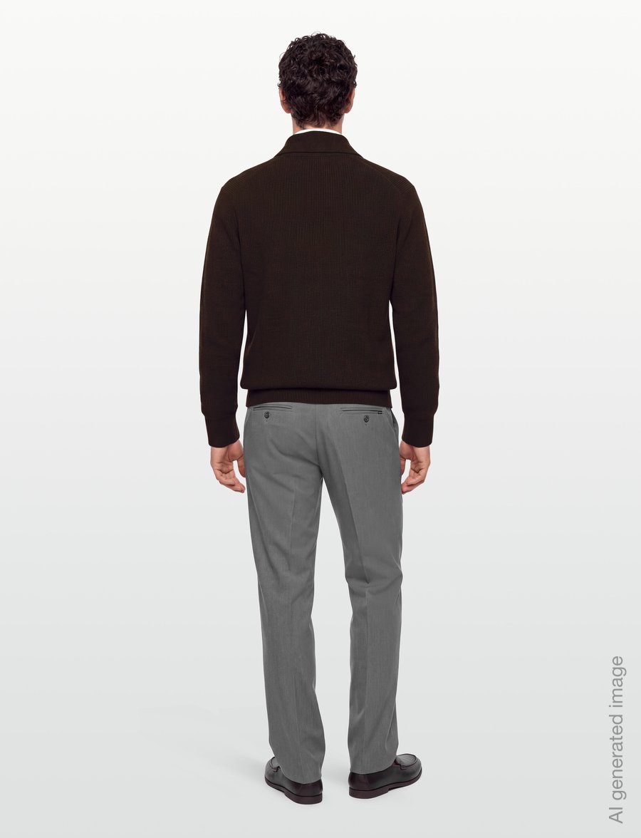 Lindbergh - Rib shawl collar cardigan - kardiganai - dk brown - 4