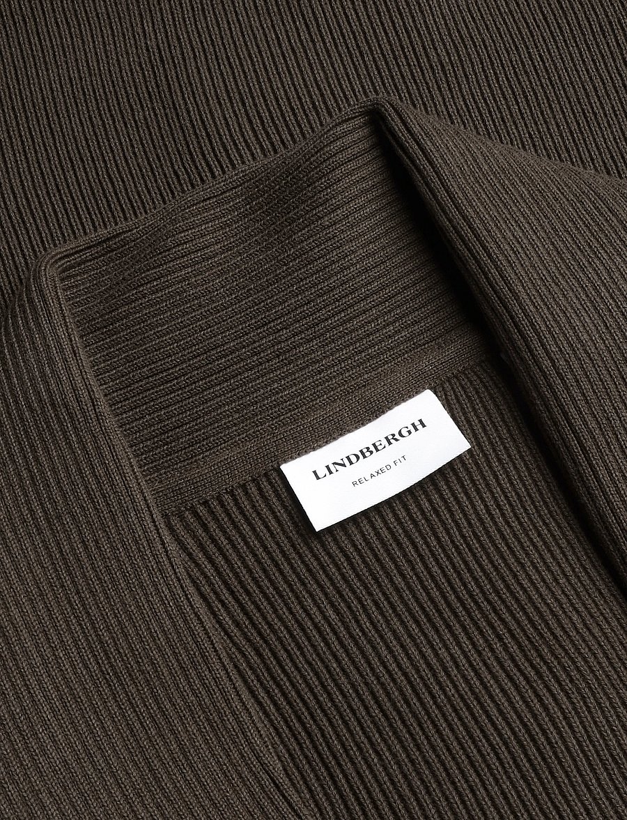 Lindbergh - Rib shawl collar cardigan - strickjacken - dk brown - 2