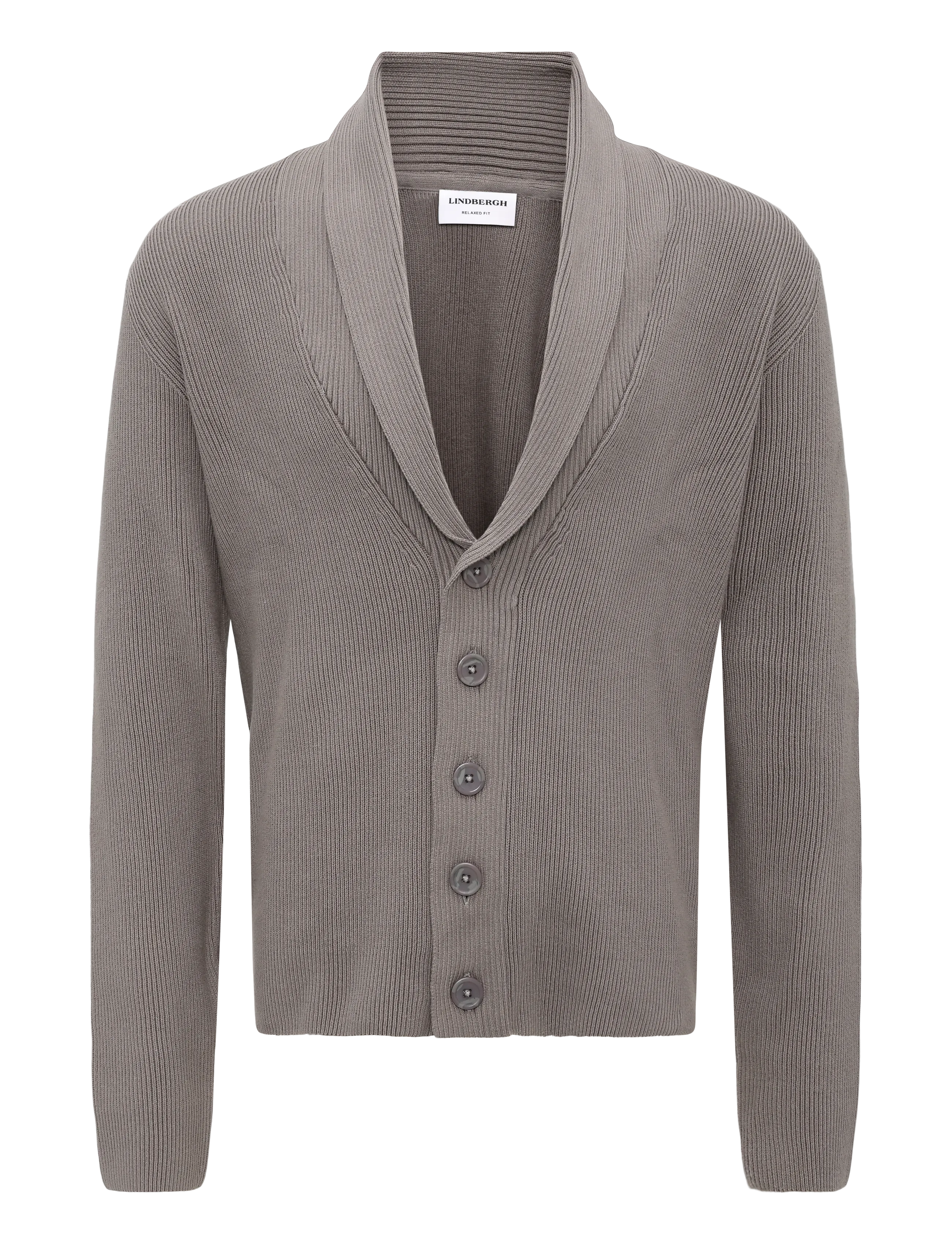 Lindbergh Rib shawl collar cardigan - Knitwear - GREY STONE / grey