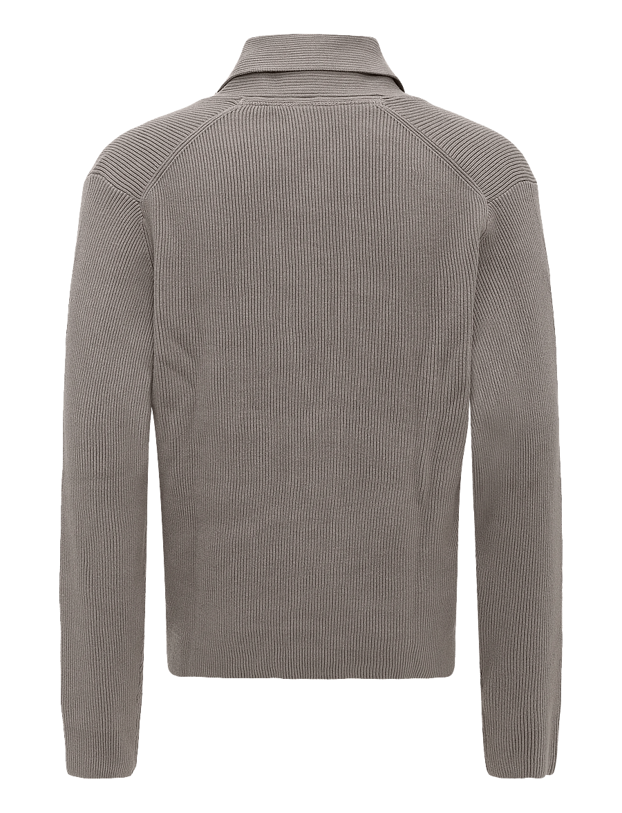 Lindbergh - Rib shawl collar cardigan - cardigans - grey stone - 1