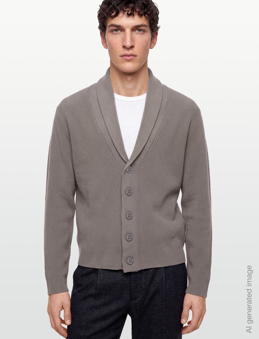 Lindbergh - Rib shawl collar cardigan - strickjacken - grey stone - 3