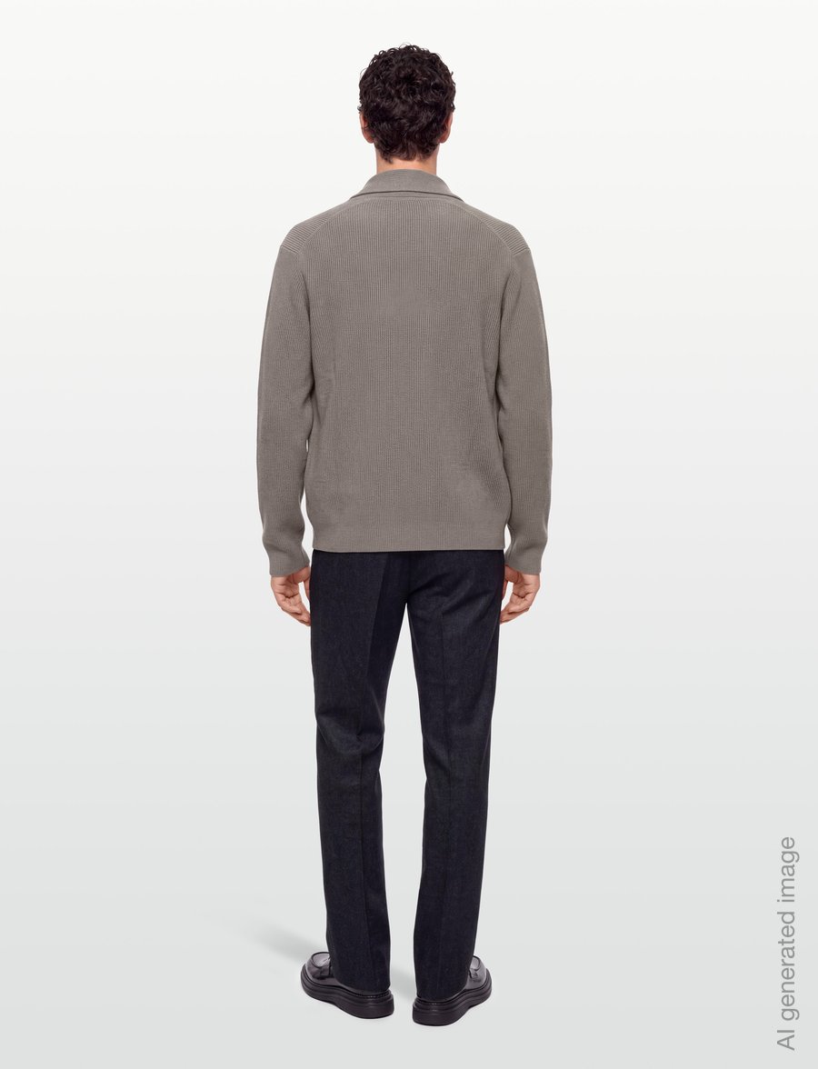Lindbergh - Rib shawl collar cardigan - strickjacken - grey stone - 4