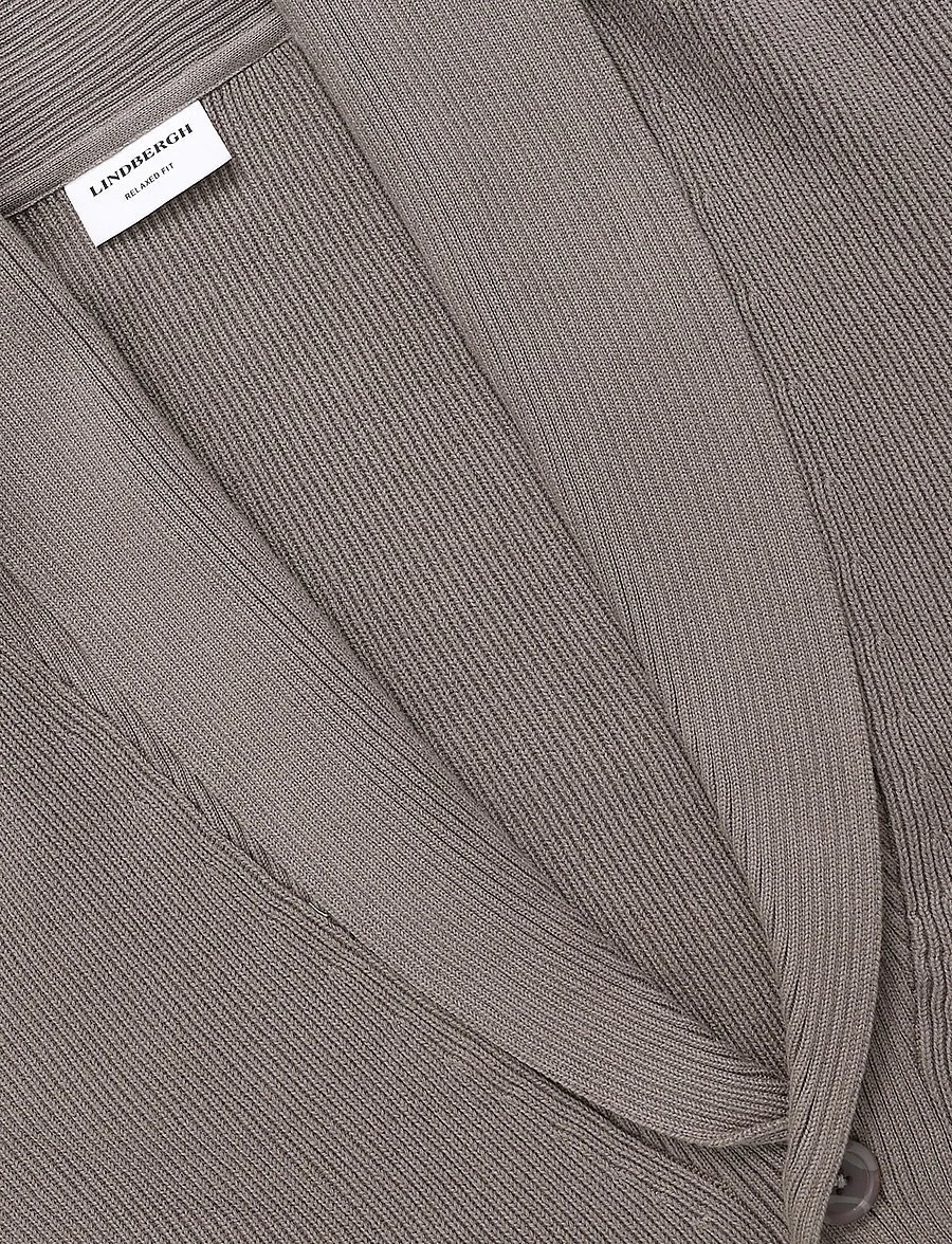 Lindbergh - Rib shawl collar cardigan - cardigans - grey stone - 2