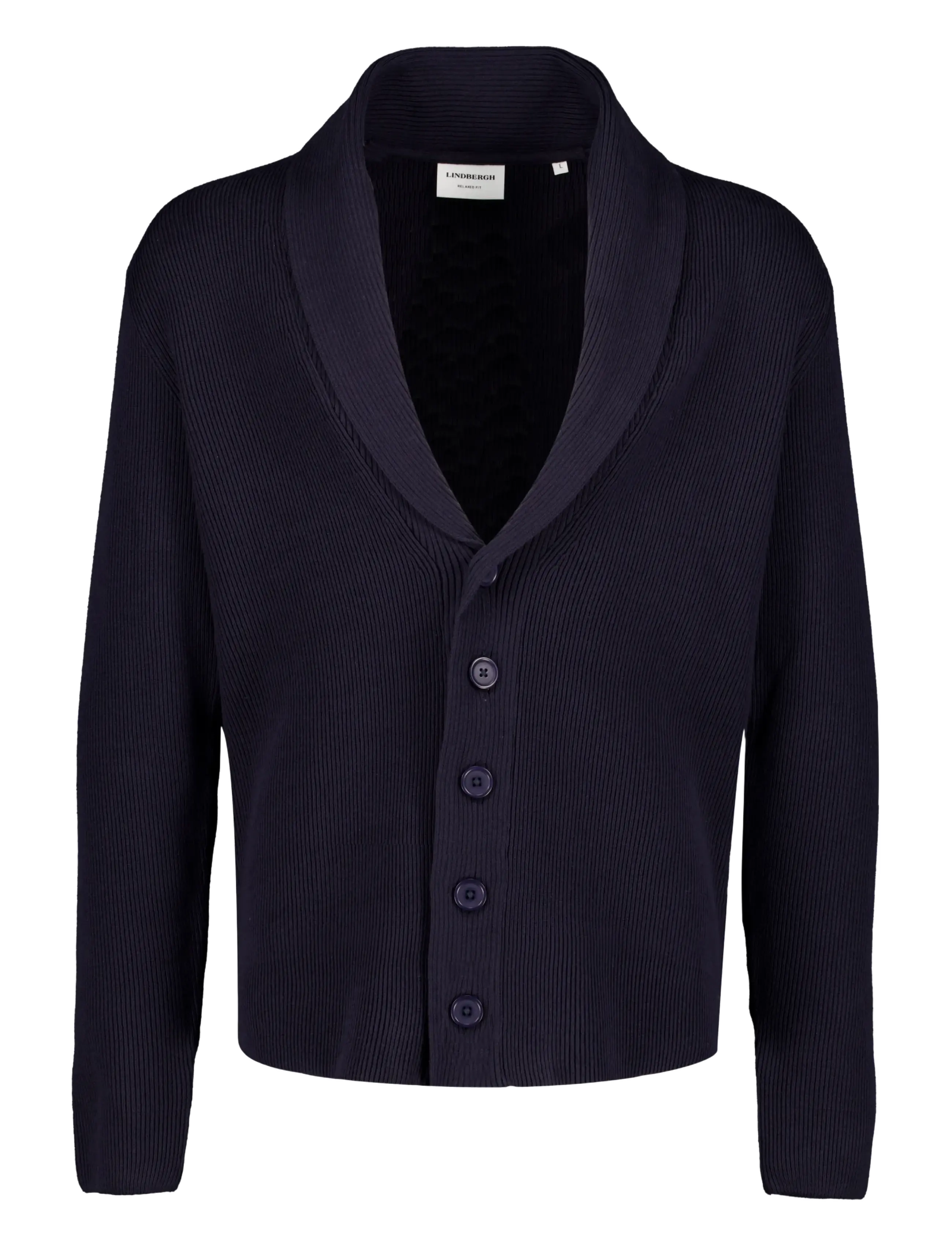Lindbergh Rib shawl collar cardigan - Cardigans - NAVY / navy
