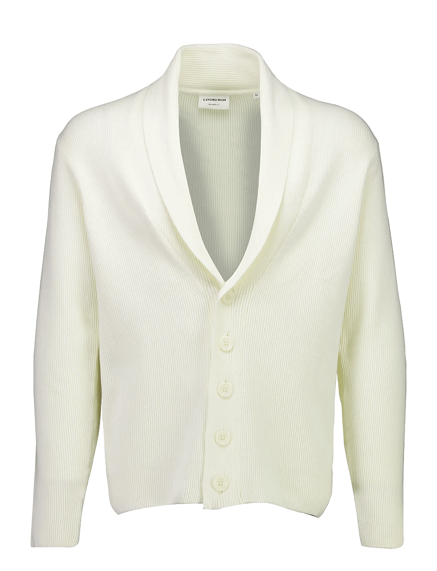 Lindbergh - Rib shawl collar cardigan - pearl white - 1