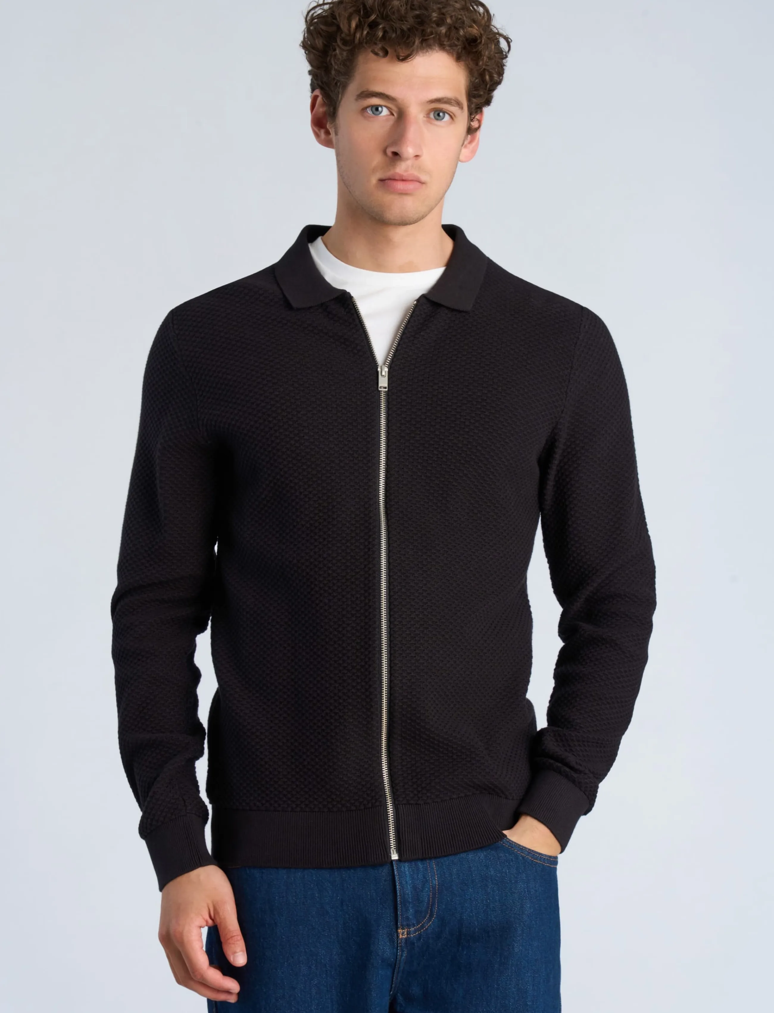 Lindbergh Structure L/S Polo Zip Cardigan herr – bild 2