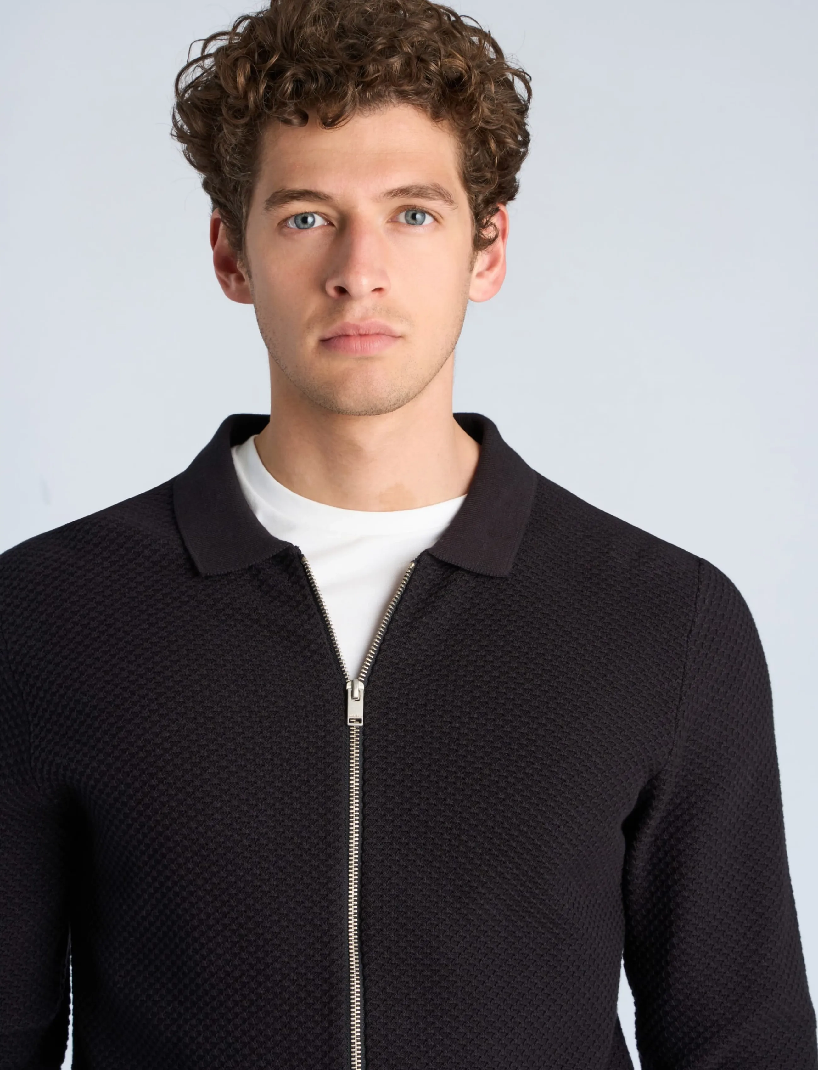 Lindbergh Structure L/S Polo Zip Cardigan herr – bild 4