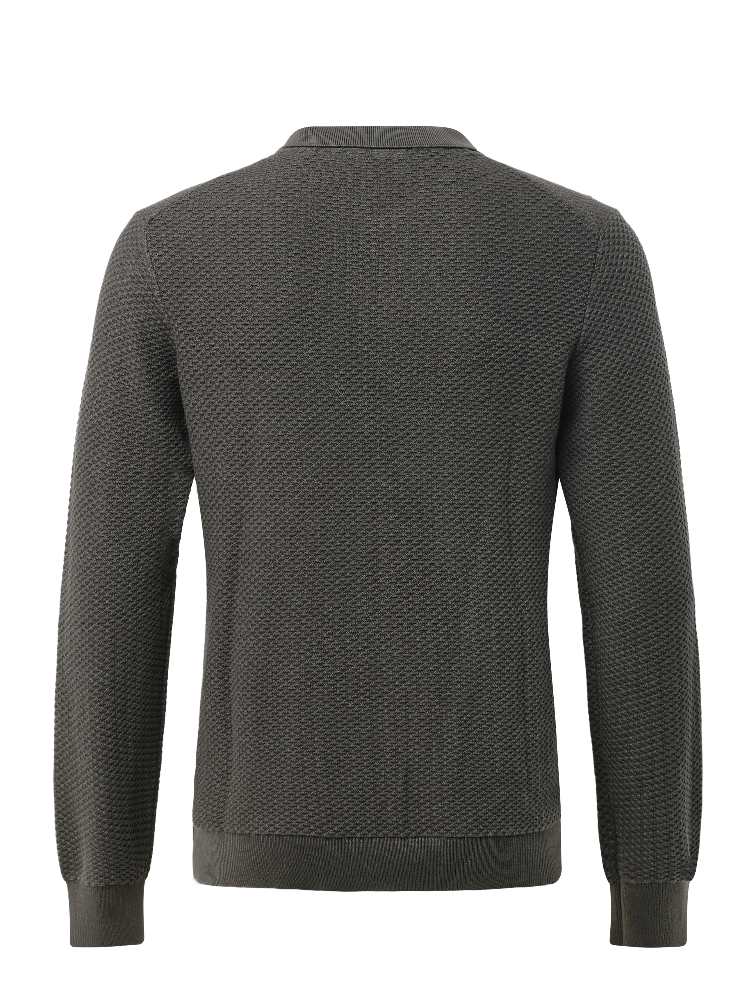 Lindbergh - Structure L/S polo zip cardigan - pikkade varrukatega kootud polod - dk grey - 1