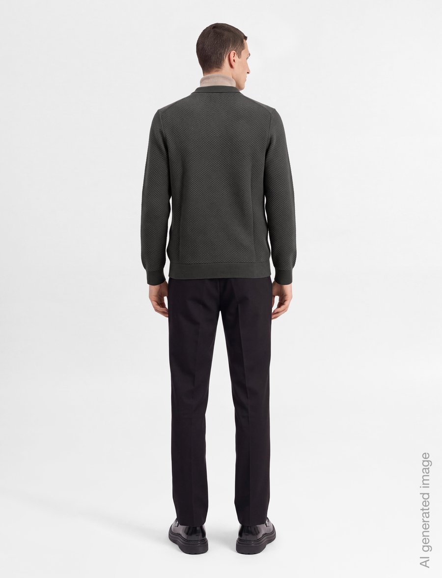 Lindbergh - Structure L/S polo zip cardigan - pullover mit durchgehendem reißverschluss - dk grey - 4