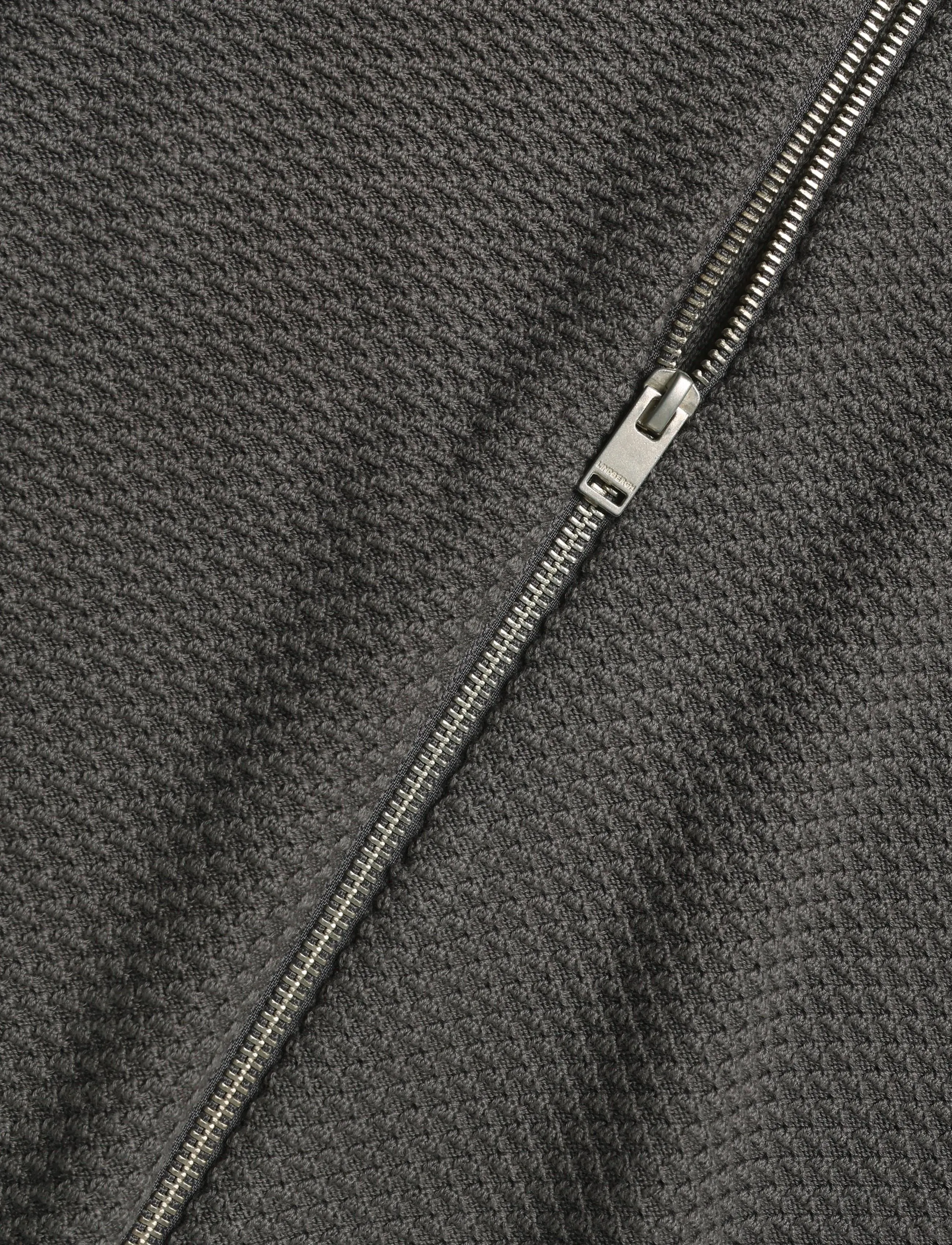 Lindbergh - Structure L/S polo zip cardigan - pikkade varrukatega kootud polod - dk grey - 3
