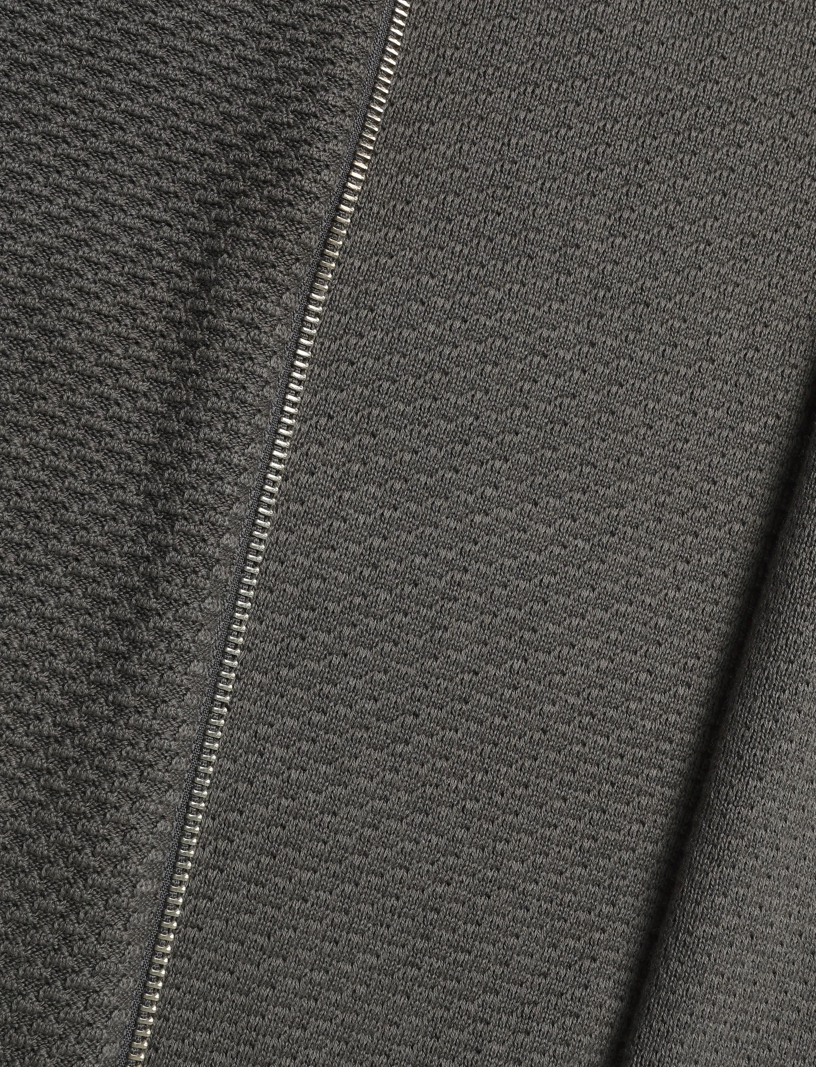 Lindbergh - Structure L/S polo zip cardigan - pikkade varrukatega kootud polod - dk grey - 4