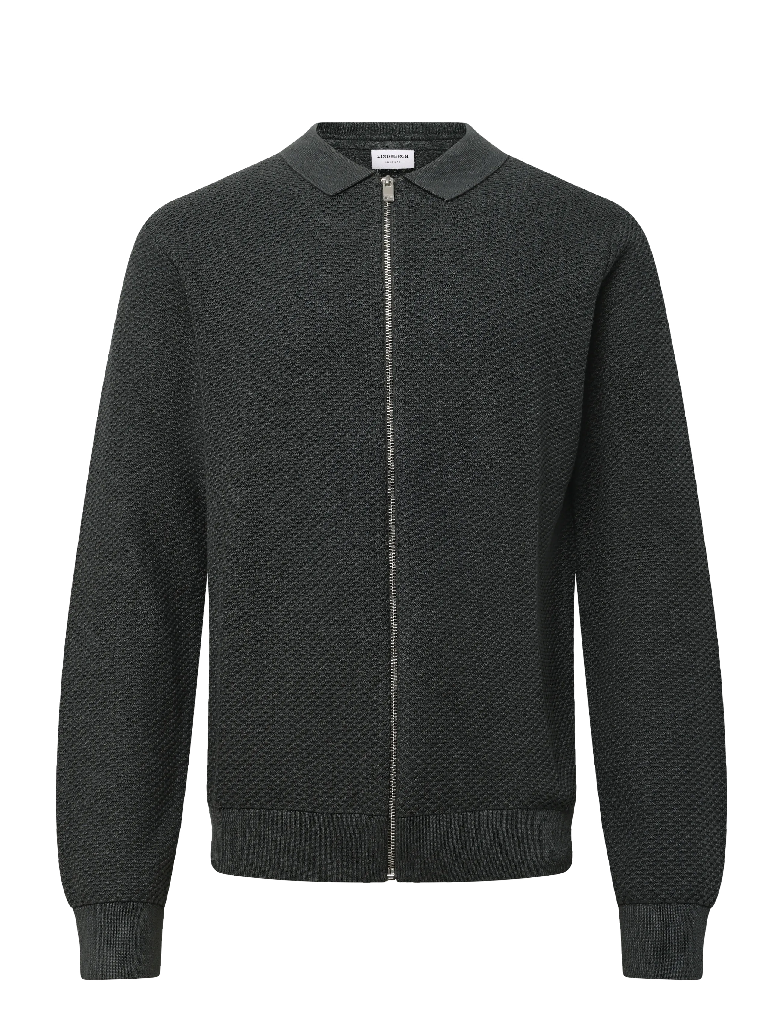 Lindbergh Structure L/S polo zip cardigan - Lindbergh - GRANITE GREEN / khaki/green